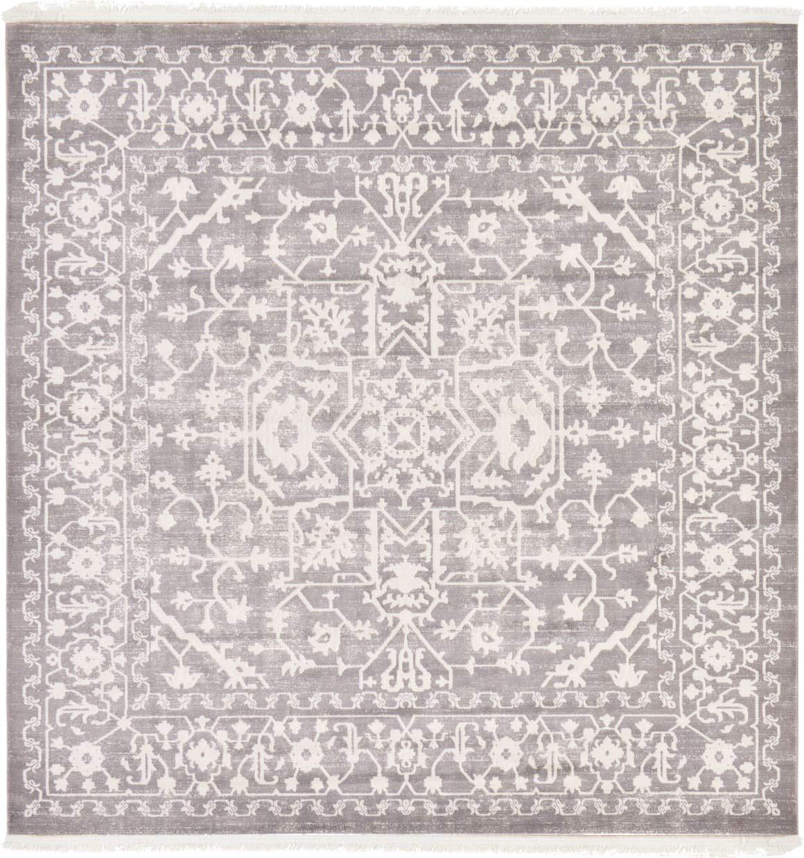Unique Loom New Classical Collection Area Rug - Olympia (8'  Square Light Gray/Ivory)