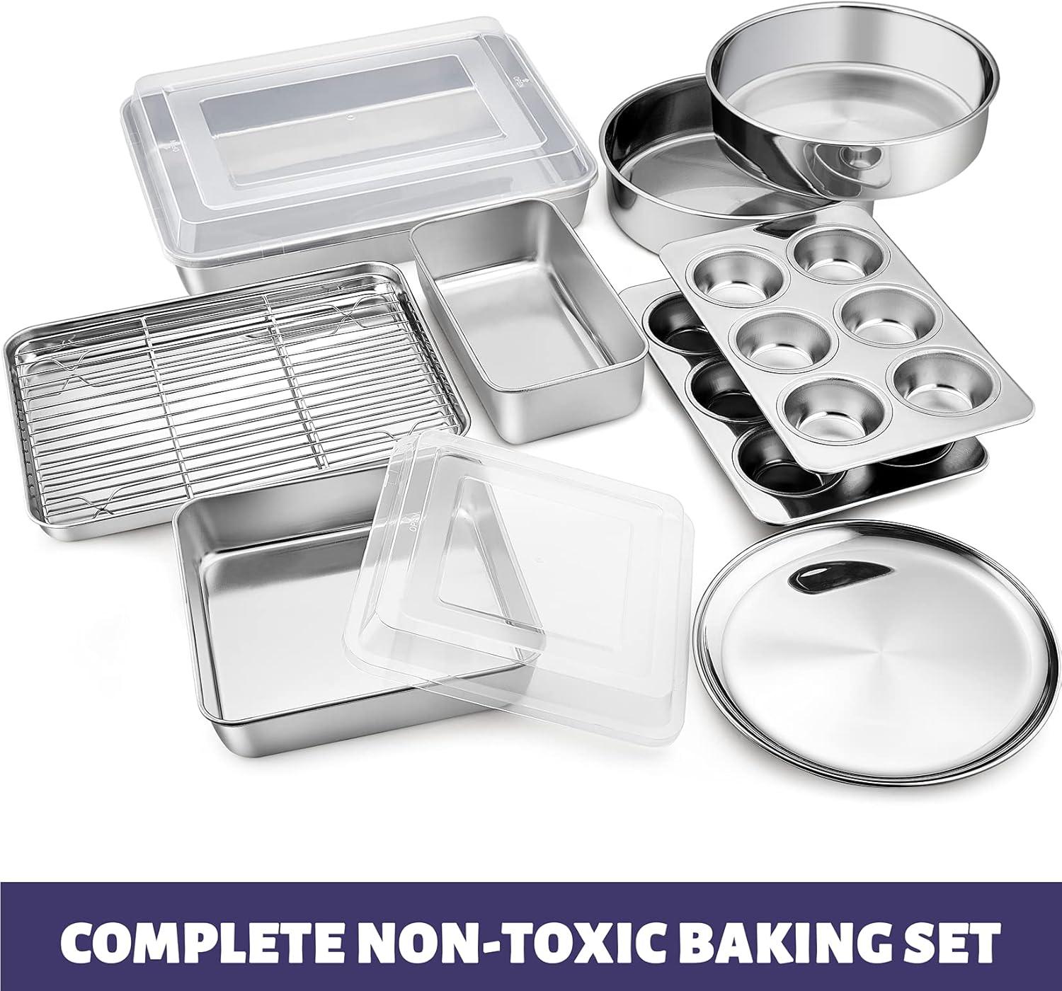 BOPWAY 12-Piece Stainless Steel Baking Pan Set