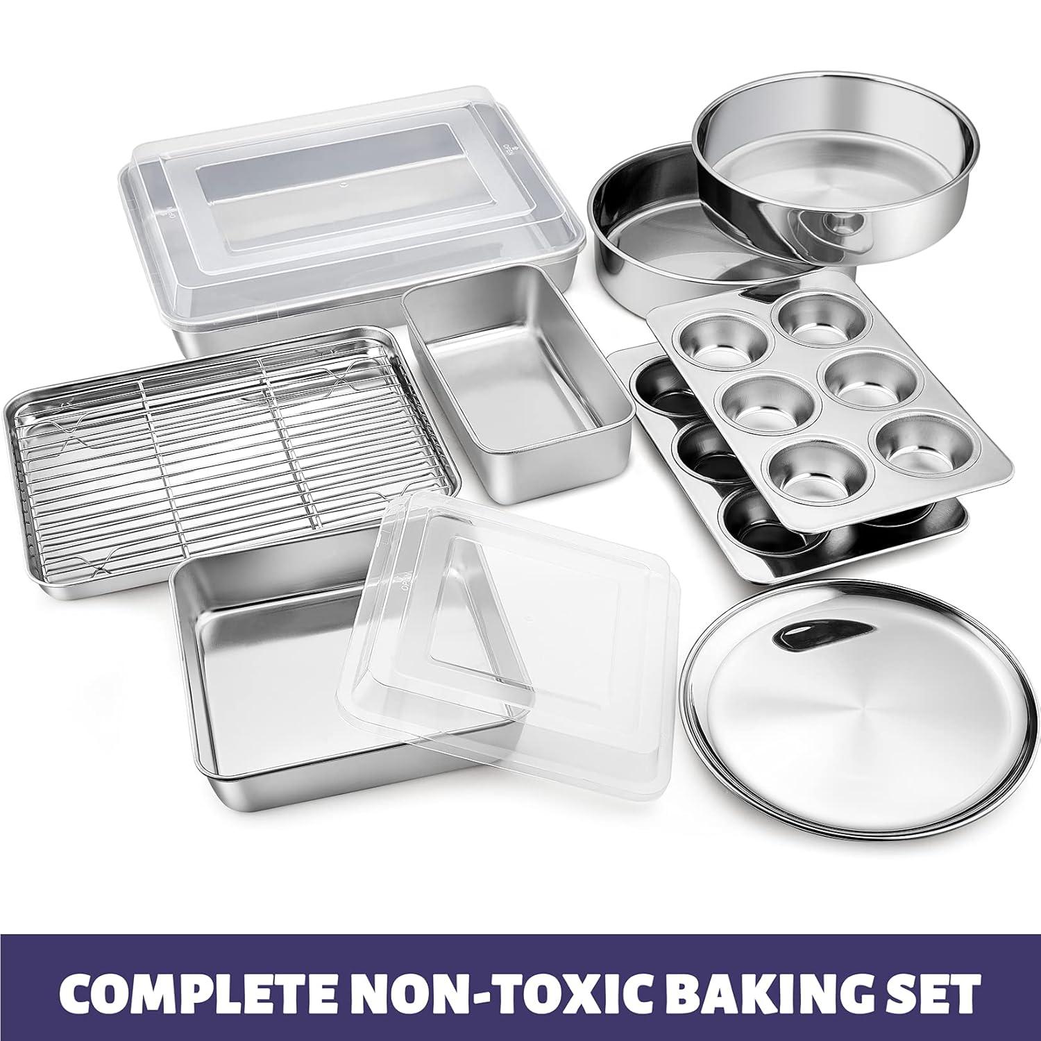 BOPWAY 12-Piece Stainless Steel Baking Pan Set