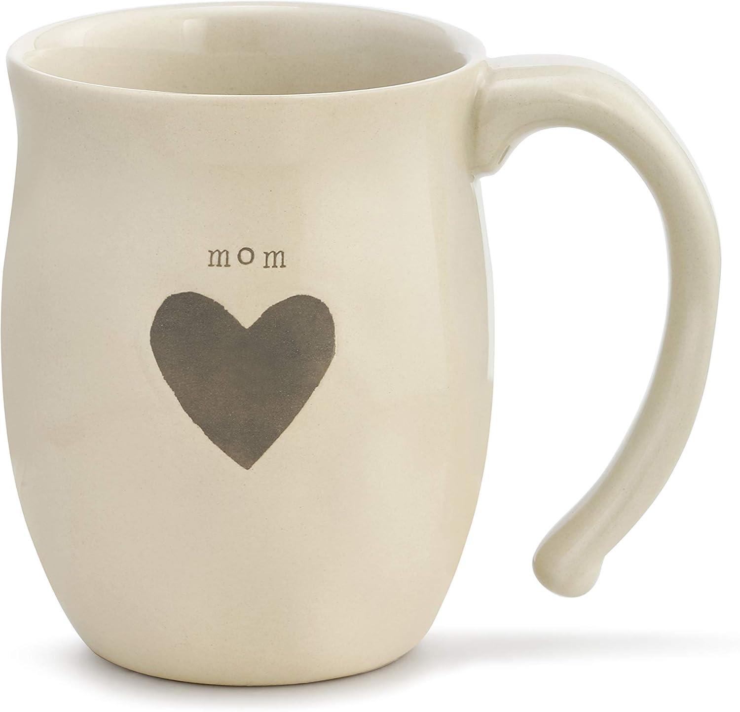 Cream Ceramic Mom Heart Coffee Mug, 16 oz