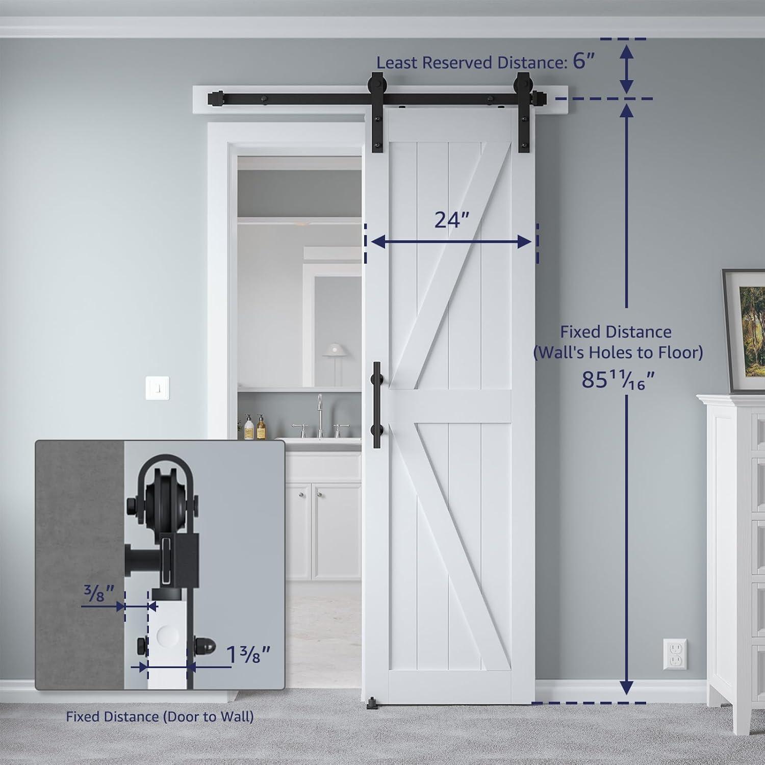 24'' x 84'' White Solid Wood K-Frame Barn Door Kit