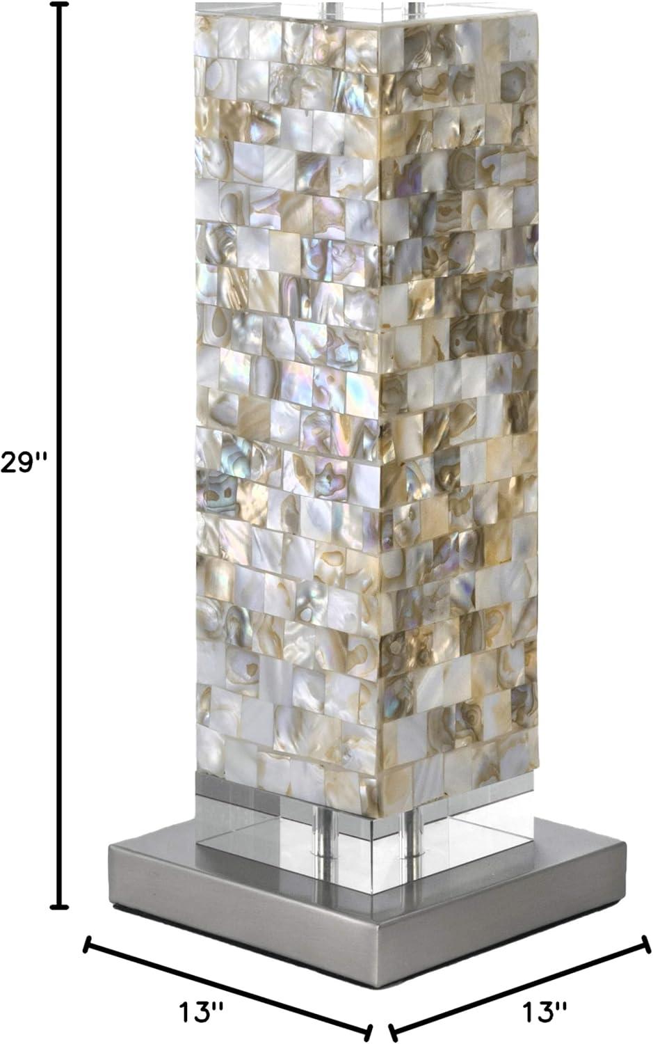 nuLOOM Houston Nickel Mosaic 29" Table Lamp Lighting - Satin Nickel & White 29" H x 13" W x 13" D