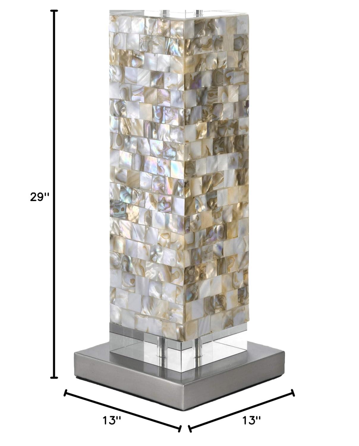 nuLOOM Houston Nickel Mosaic 29" Table Lamp Lighting - Satin Nickel & White 29" H x 13" W x 13" D