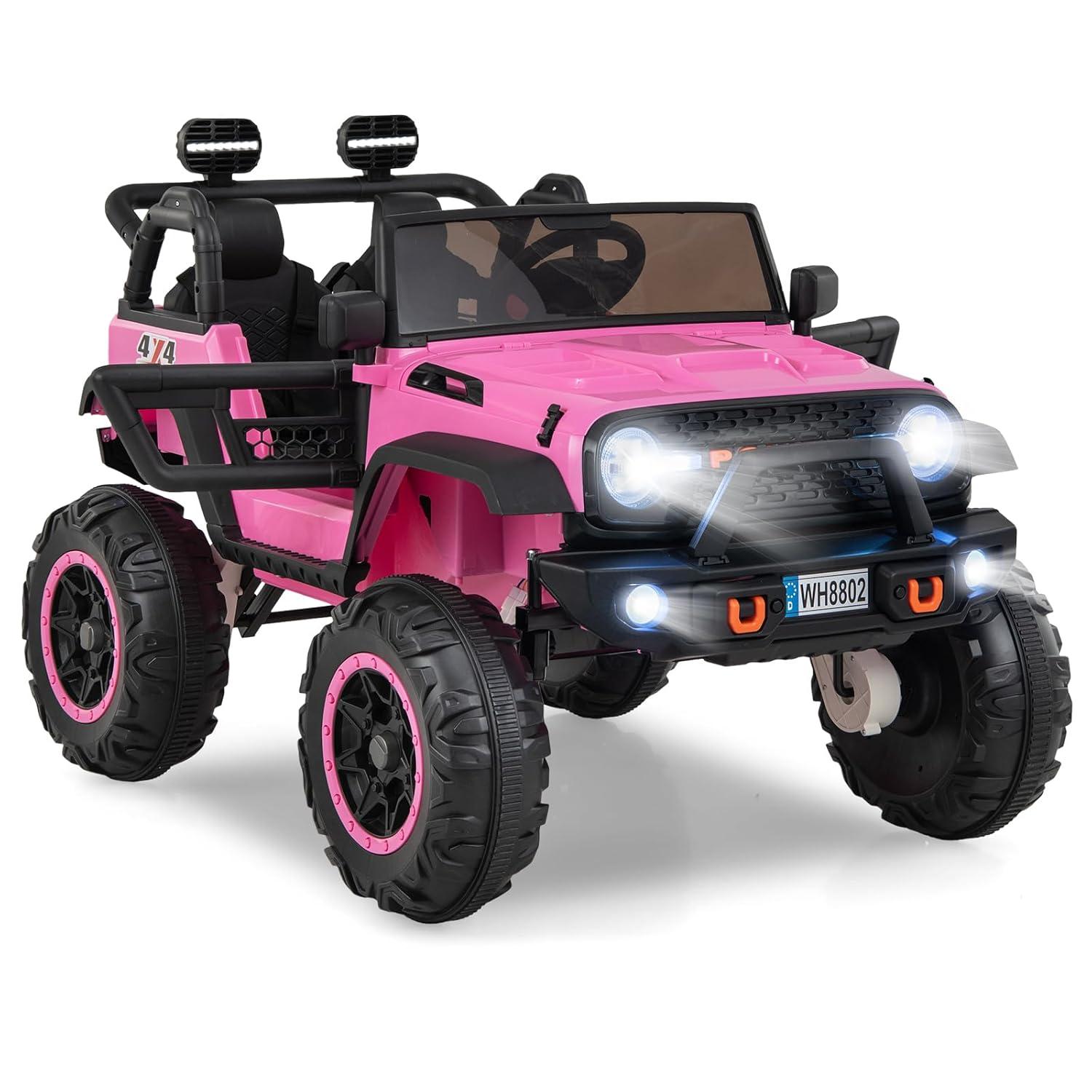 Ancheer 24V Real 2 Seater Ride On Toys Electric SUV Jeep Car With Remote Control,2WD/4WD Switchable, 4X100W Motor, Bluetooth, Music, USB, Lights