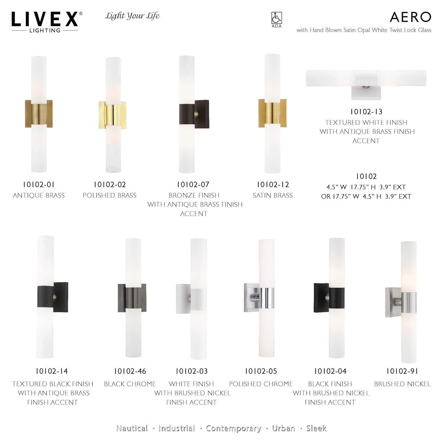 Livex Lighting Aero 2 - Light Vanity in White/Brushed Nickel