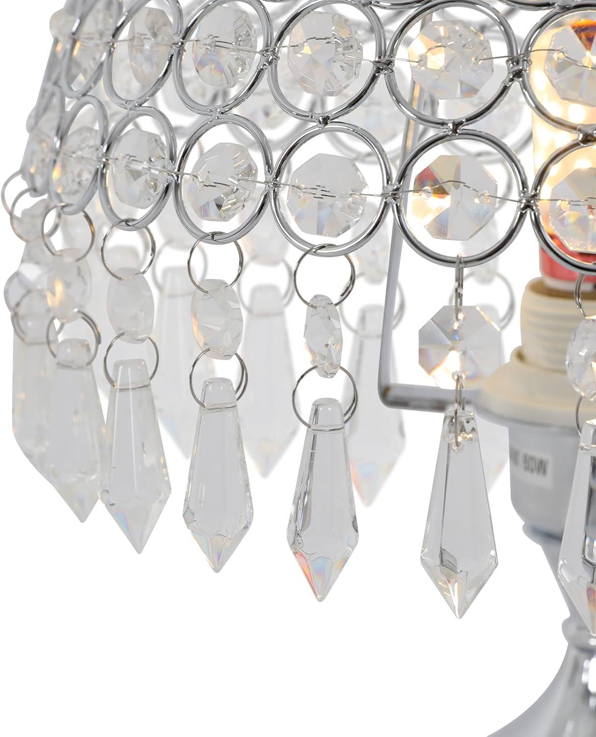 Modern Crystal Table Lamp 18in High Nightstand Table Lamp Bedside End Table Lamp Decorative Room Desk Lamp Crystal Desk Night Light for Bedroom, Living Room