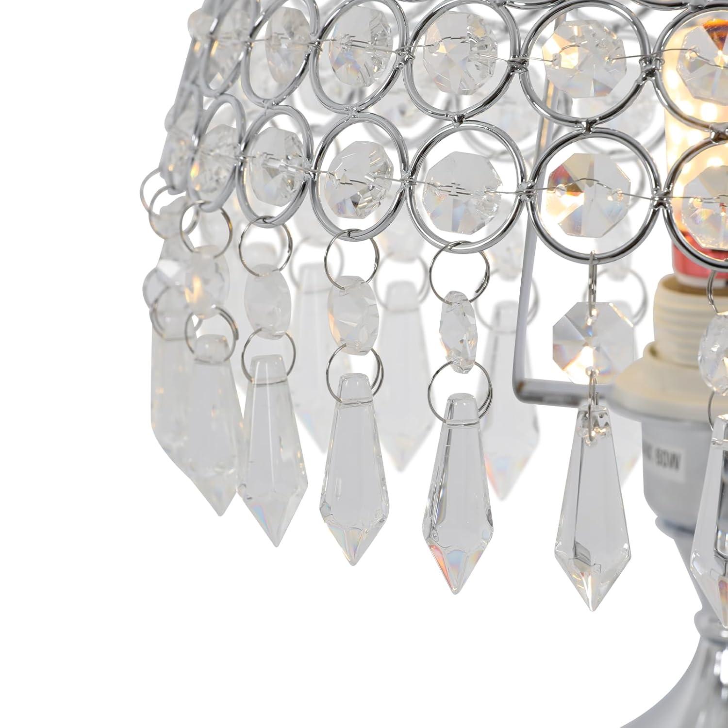 Modern Crystal Table Lamp 18in High Nightstand Table Lamp Bedside End Table Lamp Decorative Room Desk Lamp Crystal Desk Night Light for Bedroom, Living Room