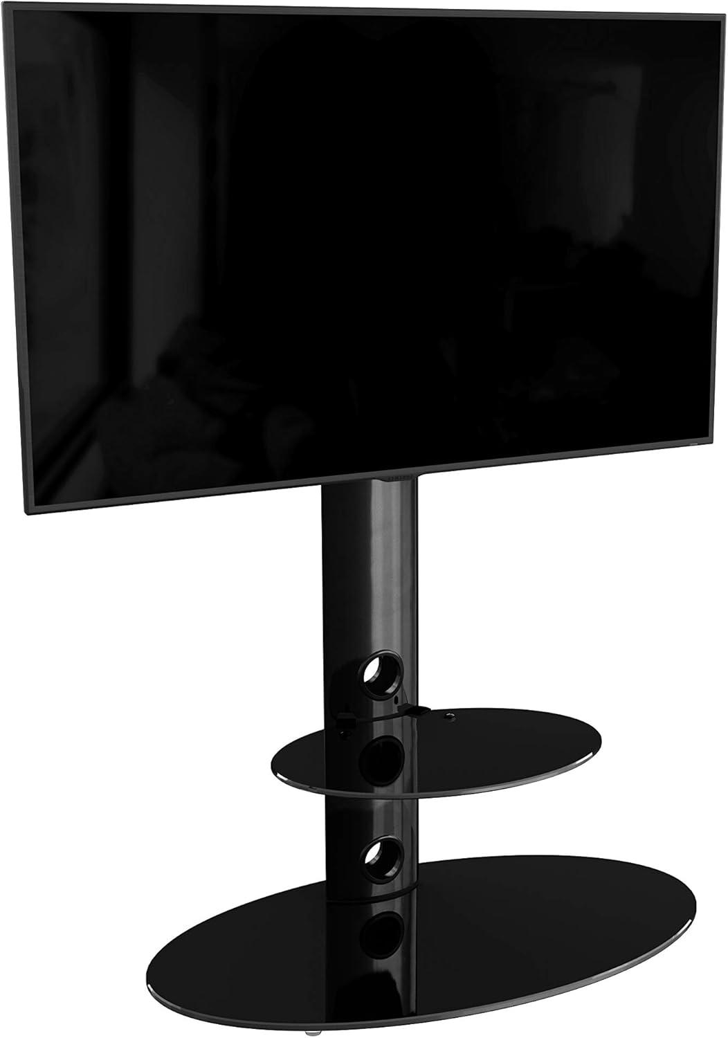 Lugano Black Tempered Glass Corner TV Stand with Mount for 32"-50"