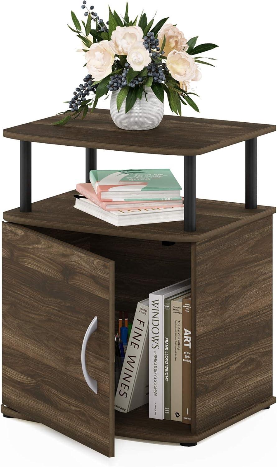 Furinno JAYA Utility Design End Table, Columbia Walnut/Black