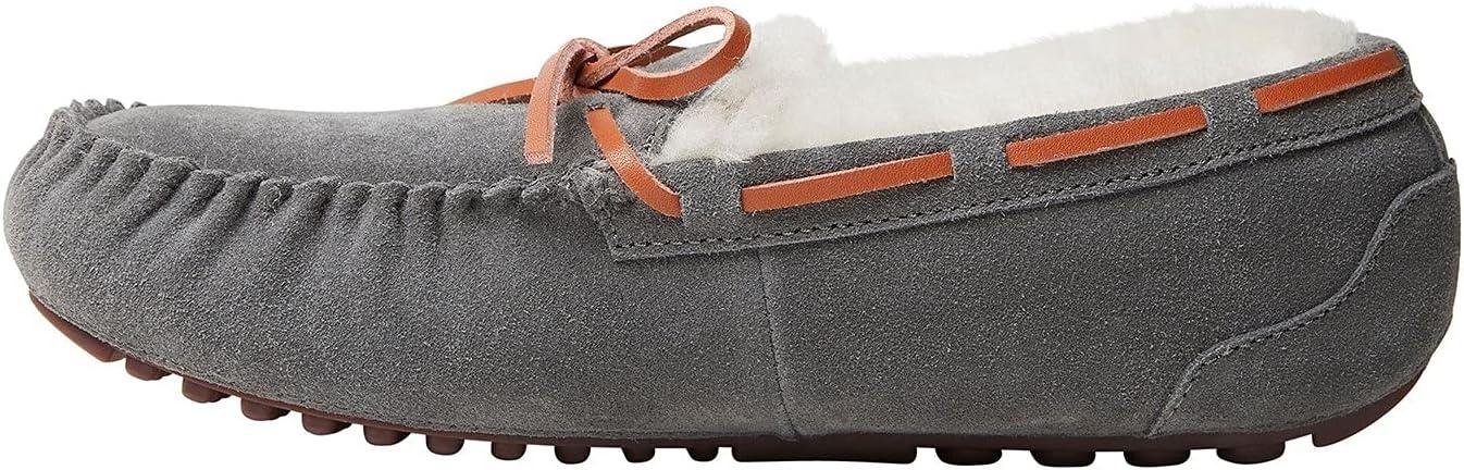 Fireside By Dearfoams Women's Victoria Genuine Shearling Moccasin with Tie