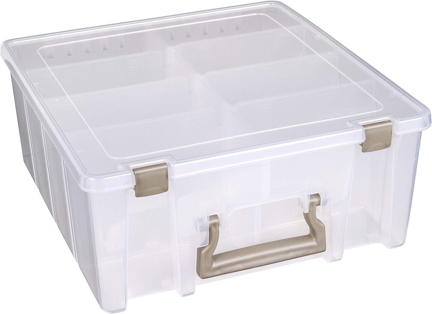 Clear and Gold Stackable Plastic Craft Storage Boxes, 3-Pack