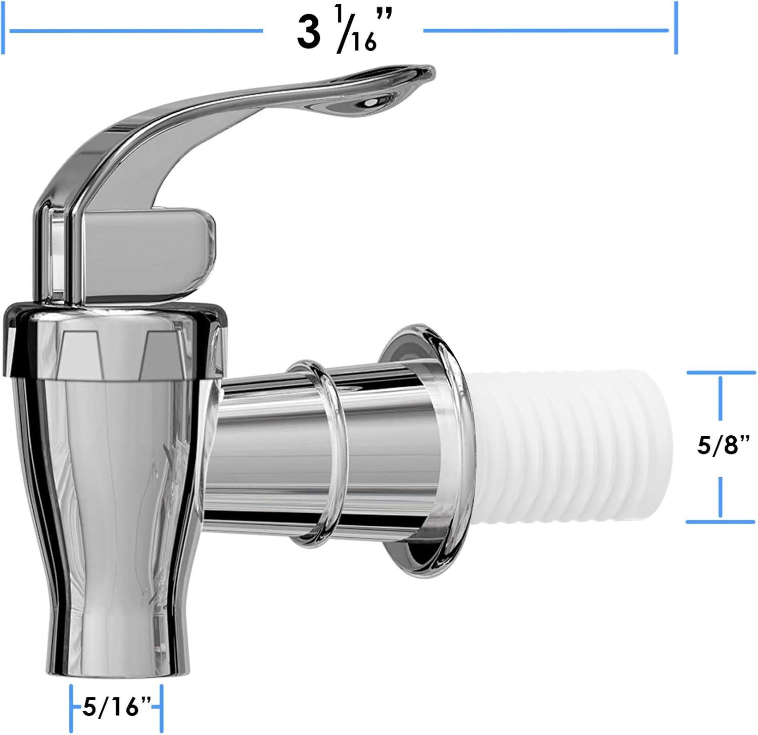 Silver Beverage Dispenser Replacement Spigot - Push Style for Drink Dispensers with Spout - Fits Mason Jar, Glass, and Plastic Pitchers - Ideal for Parties and Events