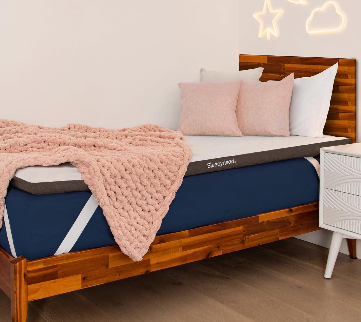 Sleepyhead Twin XL 2 Inch Super Memory Foam Mattress Topper for College Dorm – Copper & Gel Infused, Cooling, Washable Cover, Thick & Comfortable Mattress Pad, Dorm Room Essentials (XL Twin 2")