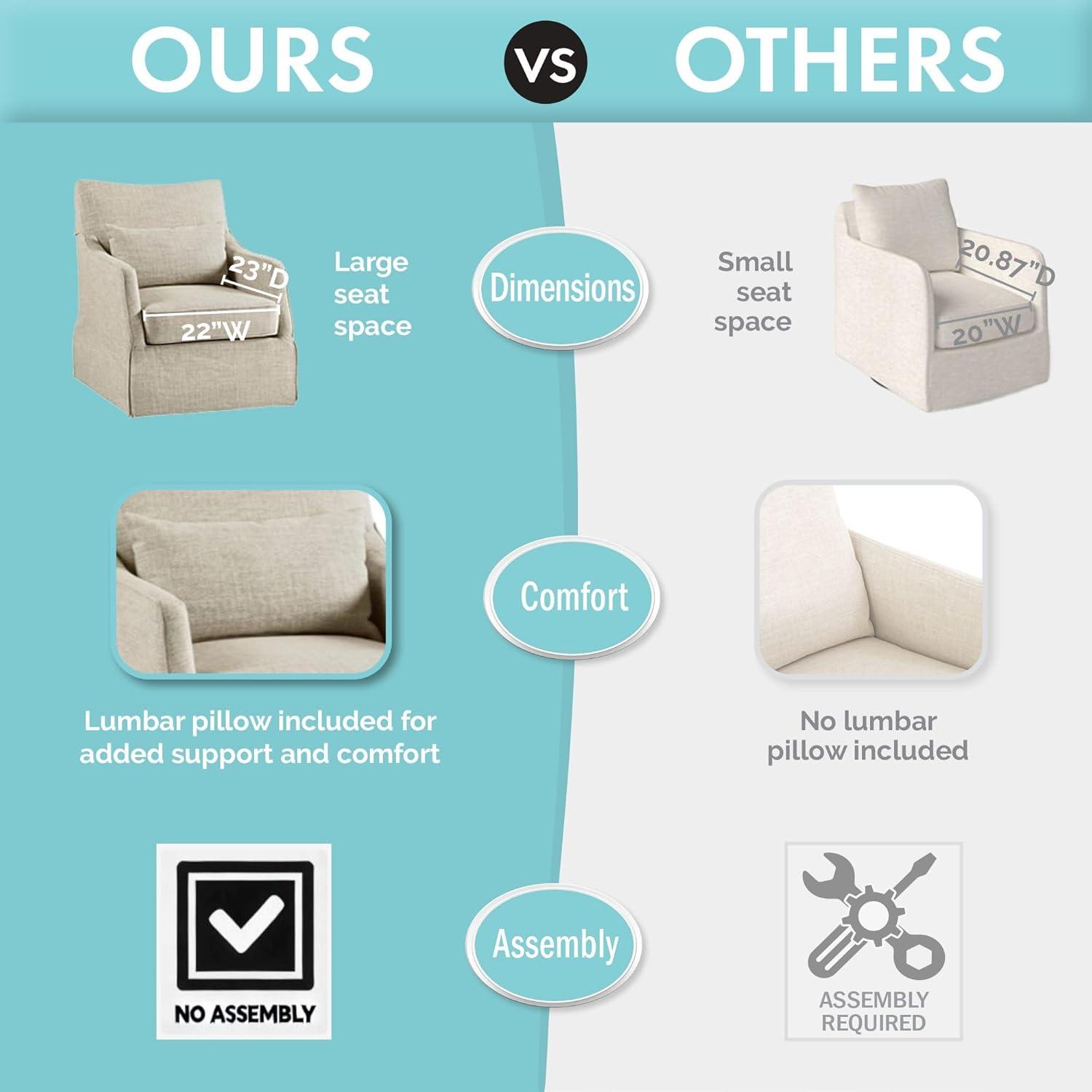 Martha Stewart London Skirted Swivel Chair Tan: Upholstered Polyester, No Assembly Required