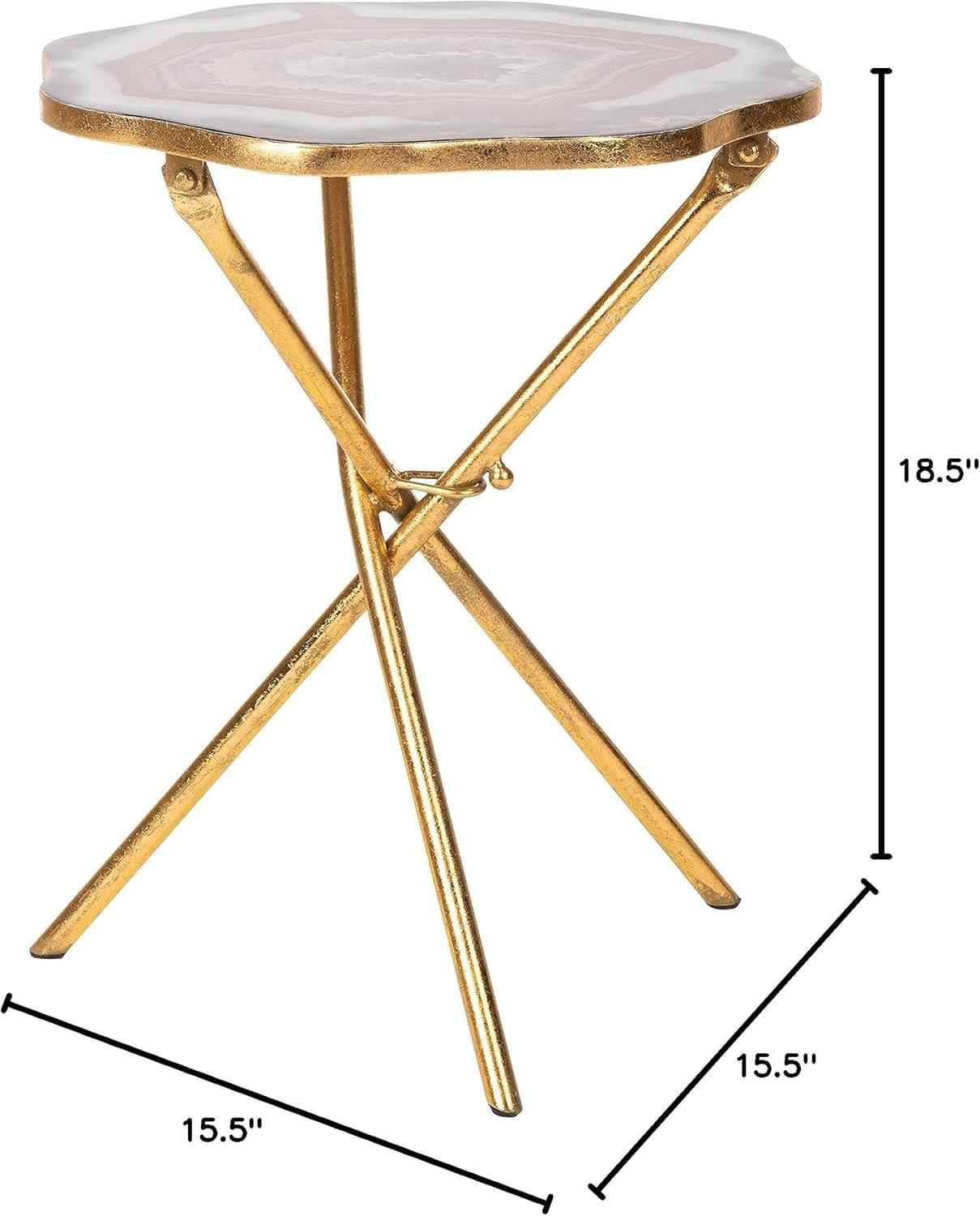 Celeste Faux Agate Side Table - Multi Color/Gold - Safavieh
