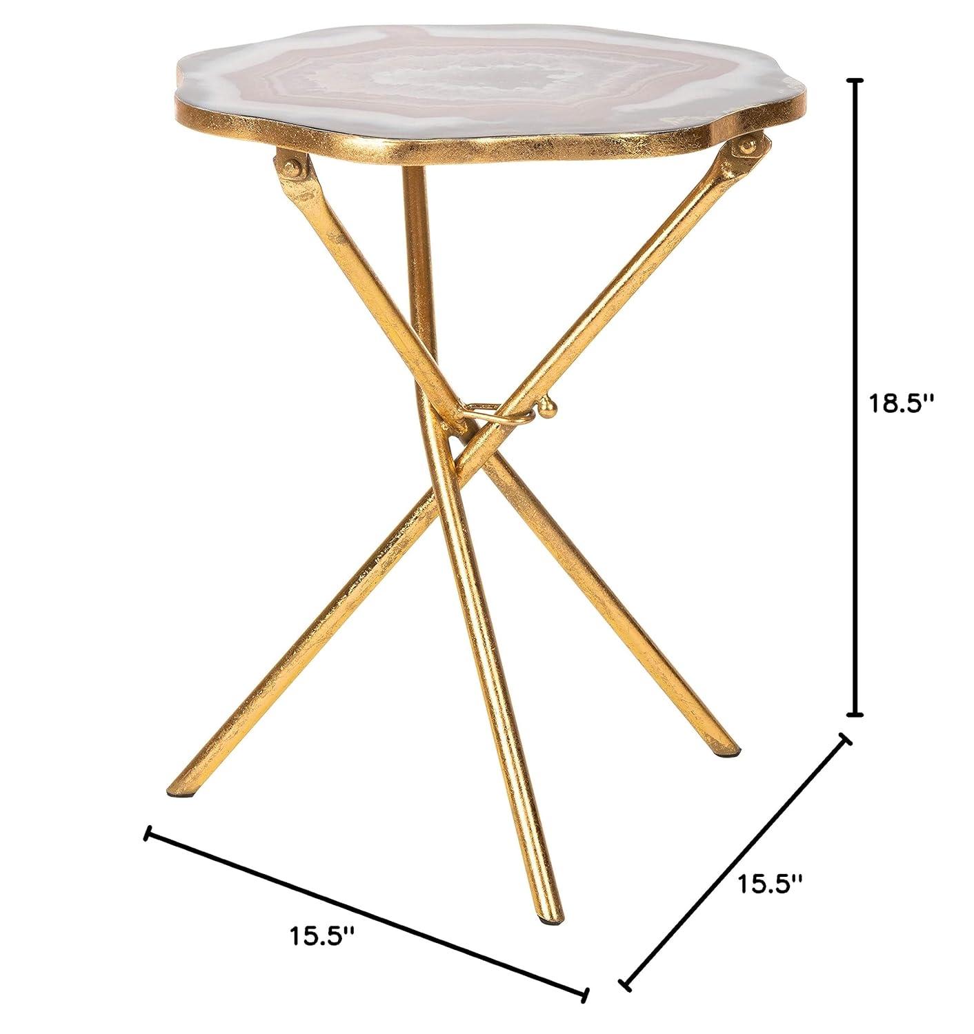 Celeste Faux Agate Side Table - Multi Color/Gold - Safavieh