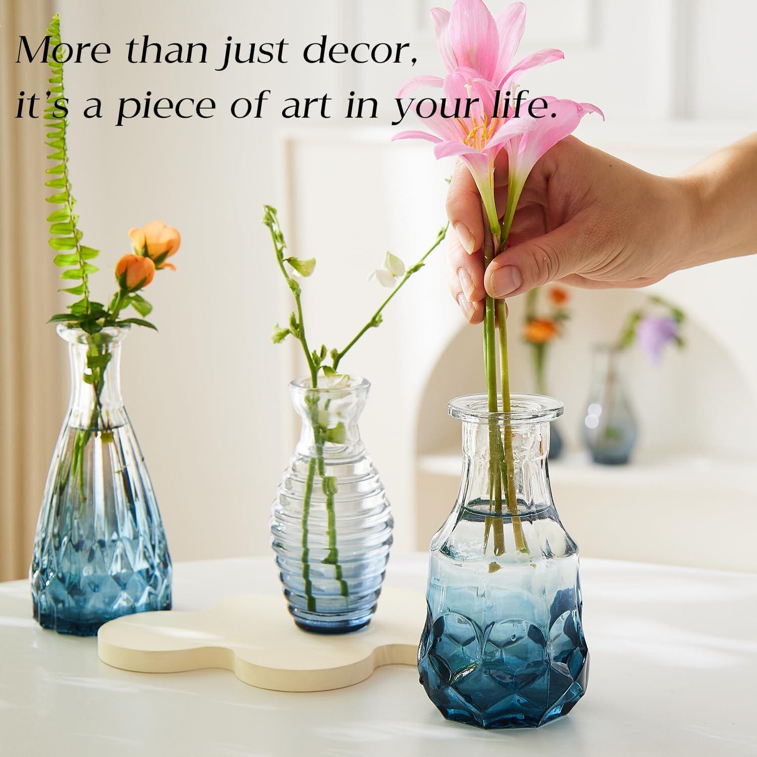 Bud Vases Set of 12, Small Glass Vases for Centerpieces, Small Flower Vases for Centerpieces, Vintage Mini Vase, Clear Bud Vase for Wedding Table Decor
