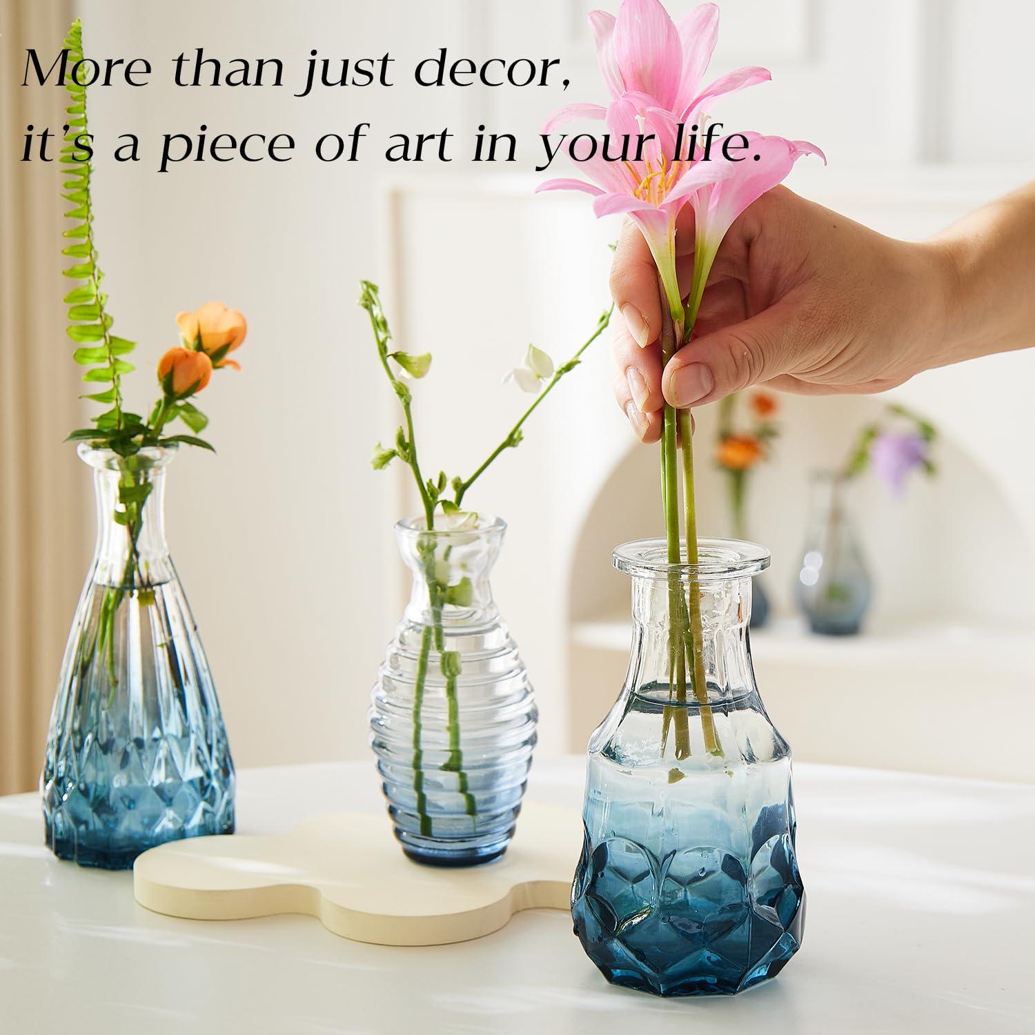 Bud Vases Set of 12, Small Glass Vases for Centerpieces, Small Flower Vases for Centerpieces, Vintage Mini Vase, Clear Bud Vase for Wedding Table Decor