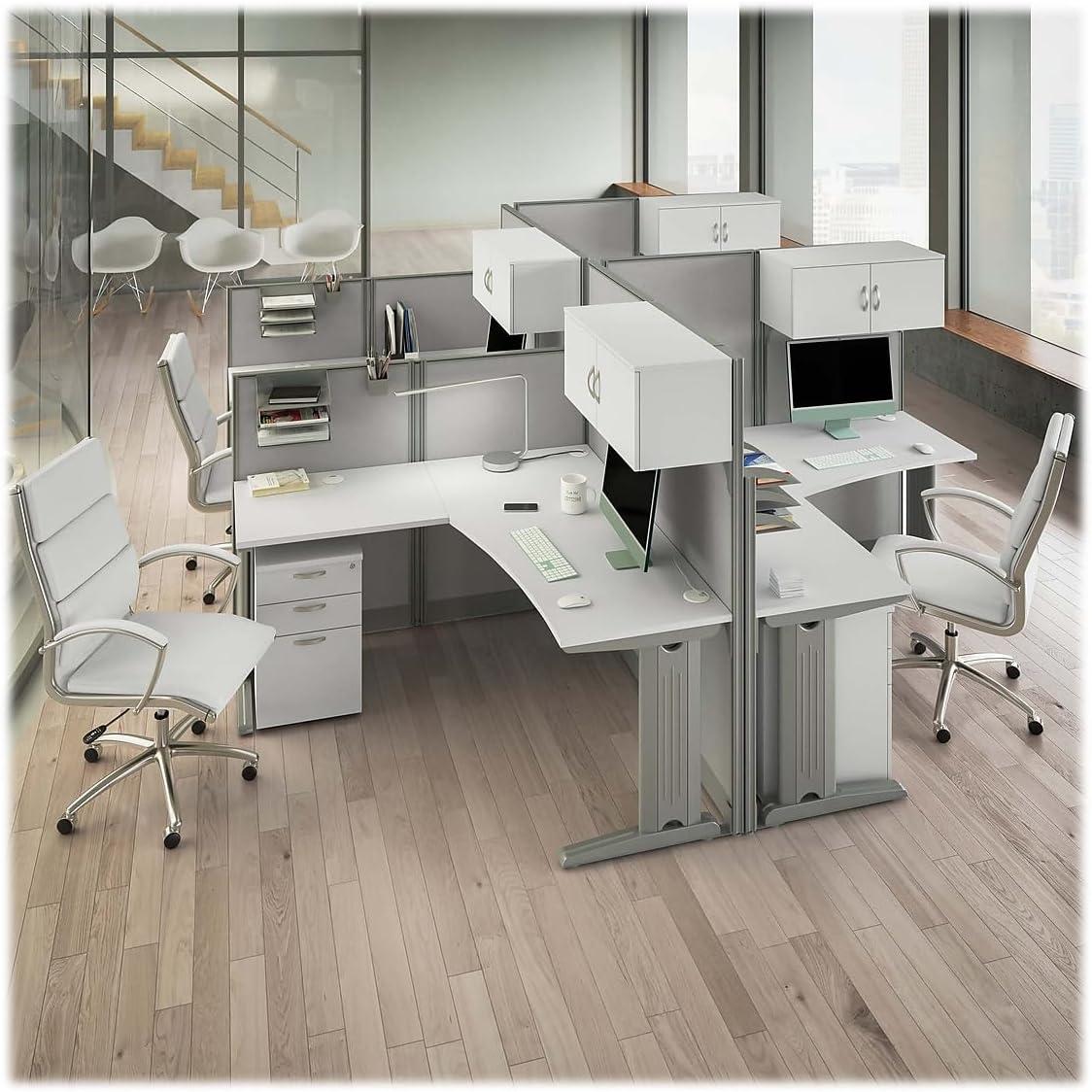 Office In An Hour L-Shaped 1 Person Cubicle with Cable Management