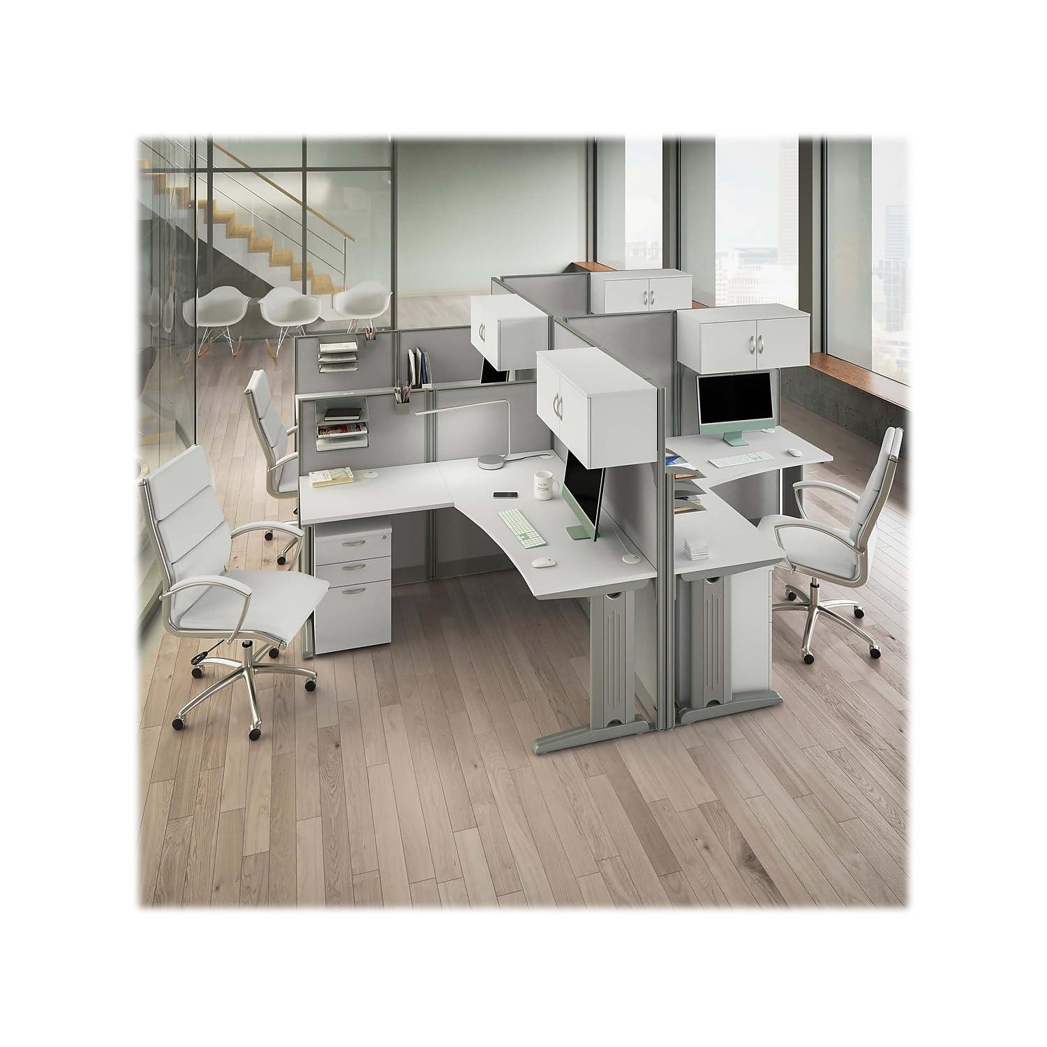 Office In An Hour L-Shaped 1 Person Cubicle with Cable Management