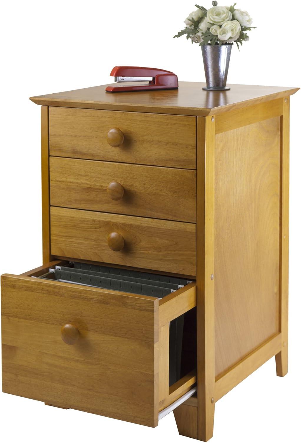 Transitional Honey Brown 3-Drawer Legal Size File Cabinet