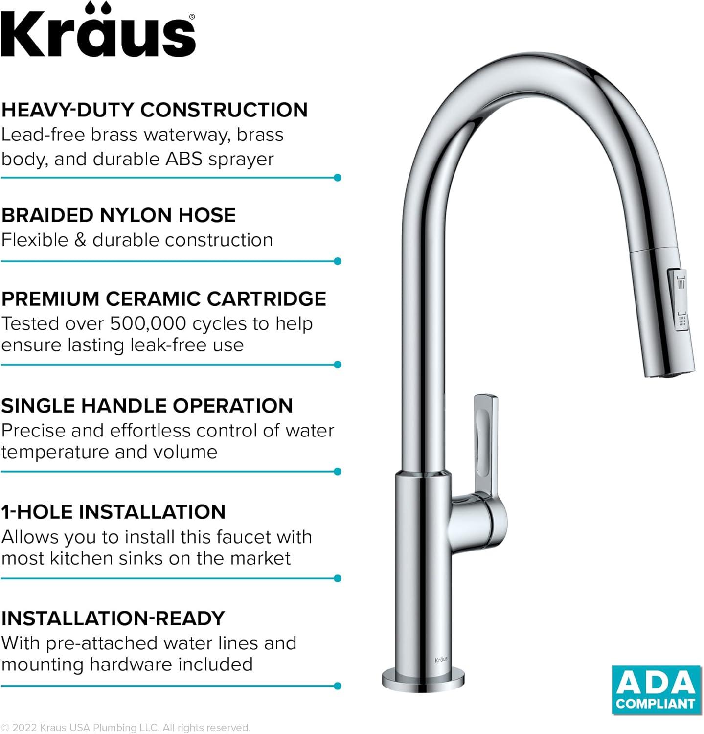 KRAUS Oletto Single Handle Pull Down Kitchen Faucet