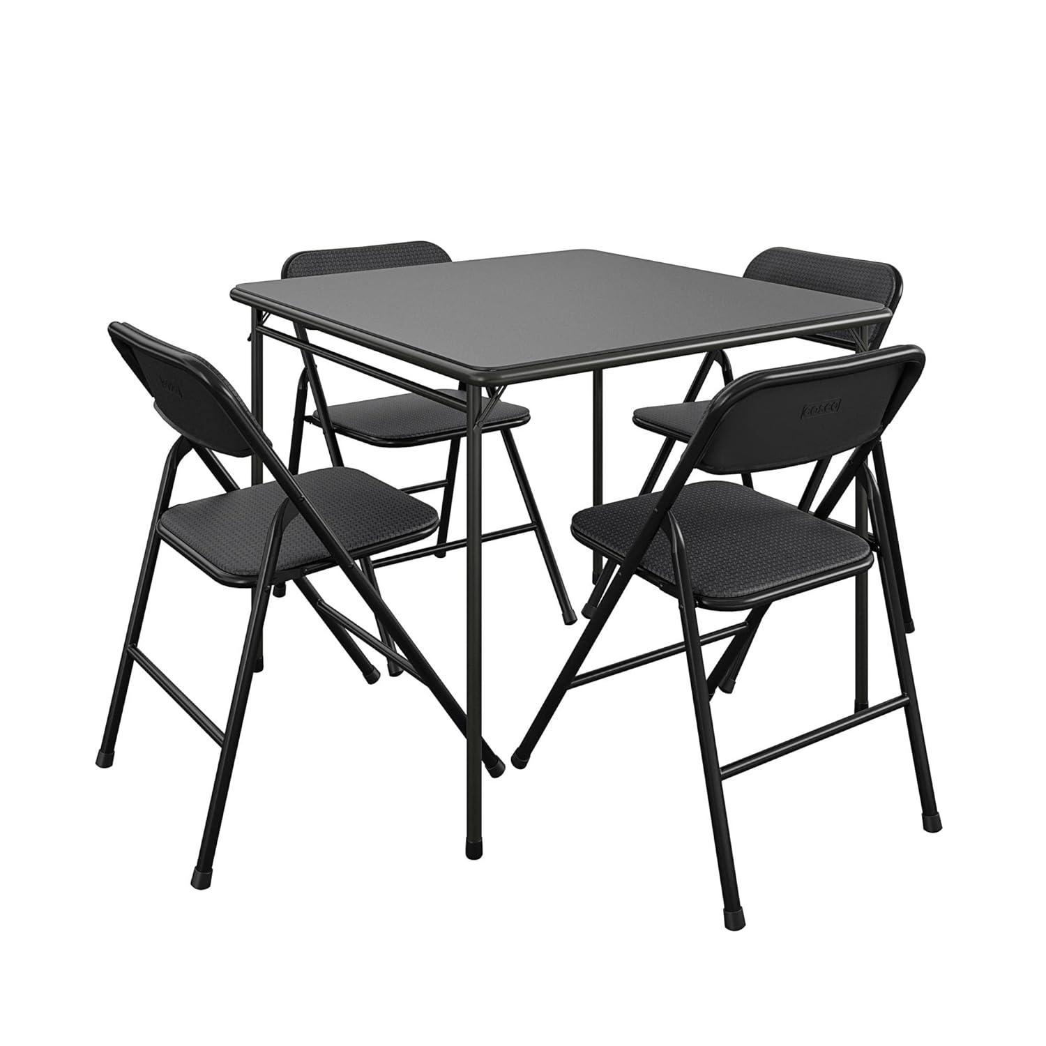 COSCO COSCO 5-Piece Folding Fabric Dining Set & 34" Vinyl Card Table