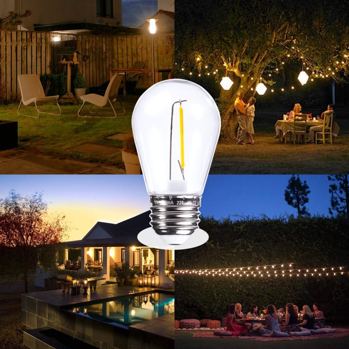 15-Pack Clear LED S14 Warm White Outdoor String Light Bulbs