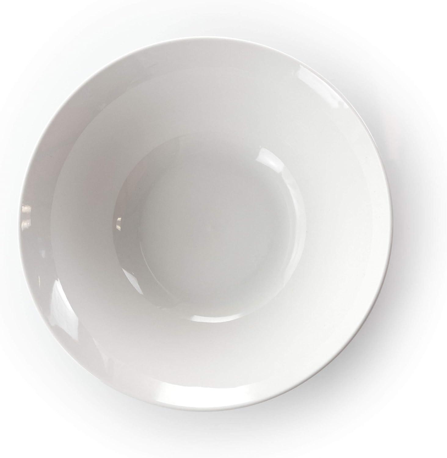 White Glossy Porcelain Round Dinnerware Set, Service for 4