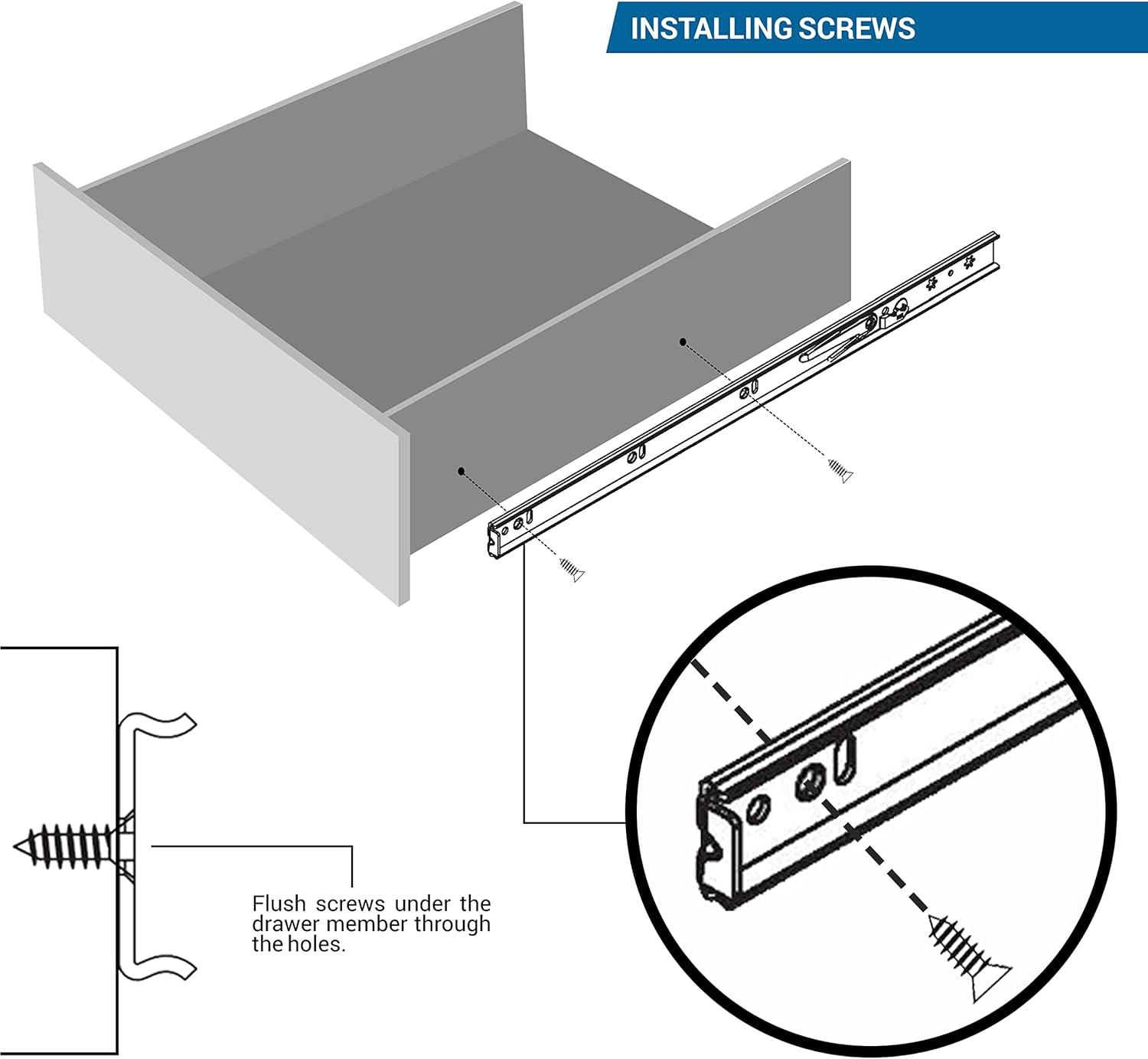 12" Zinc Soft Close Full Extension Drawer Slides with Screws