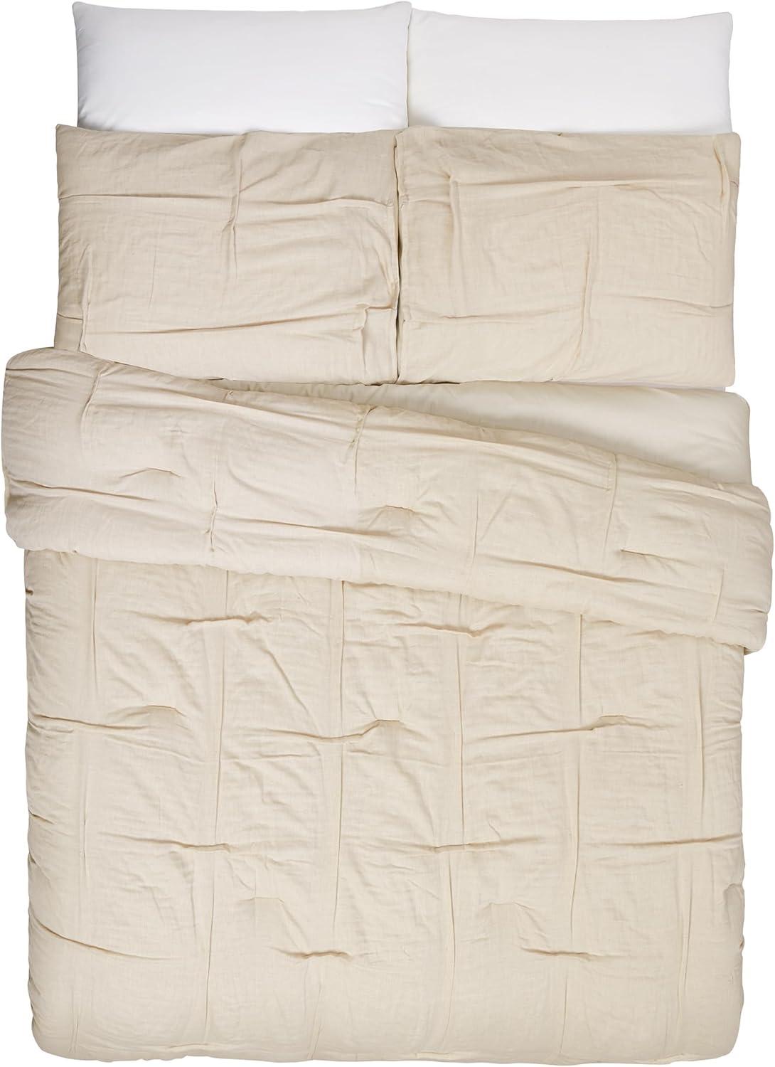 3pc Riley Pleated Comforter Set Cream - Laurel & Mayfair