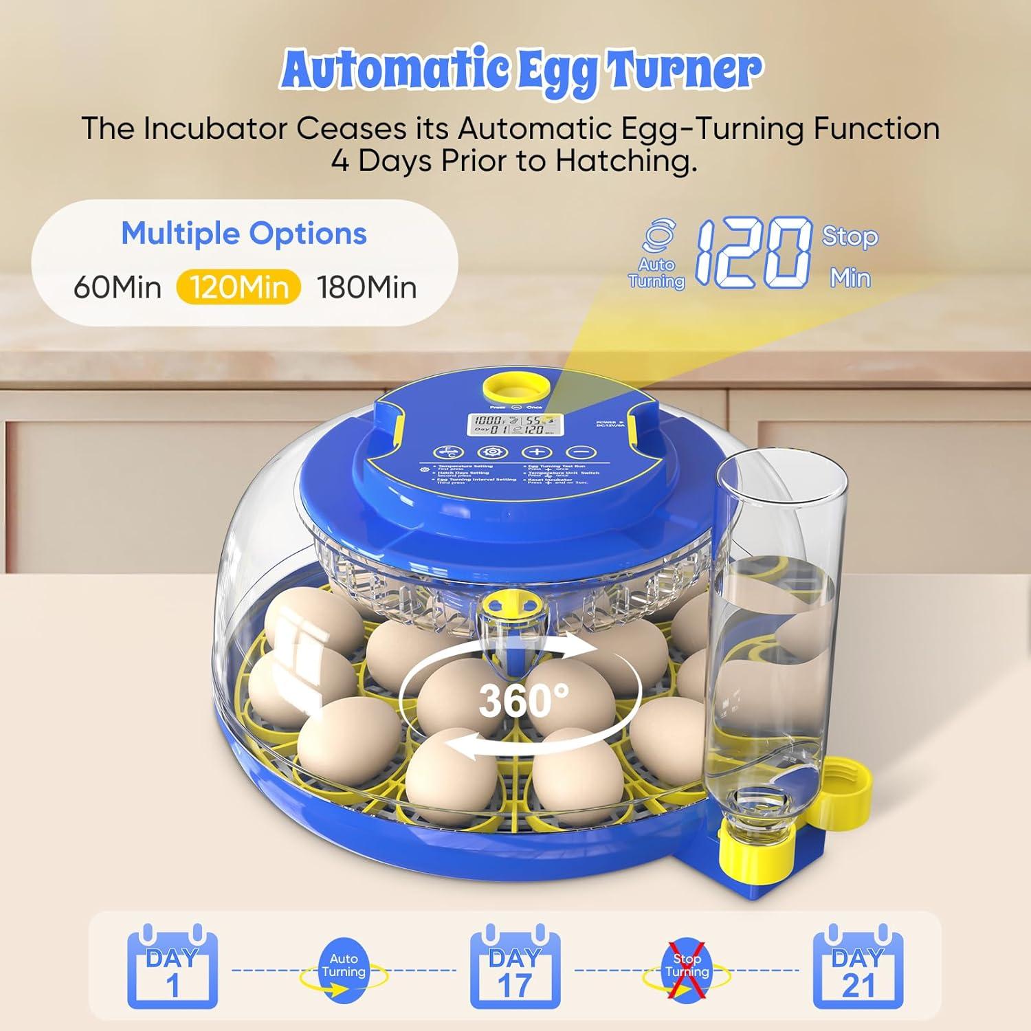 18 Egg Incubators for Hatching Eggs,Egg Incubator with Precise Humidity & Temperature Control,Incubators for Auto Egg Turning,Auto Water Add,Egg Candler,Applicable to Chicken,Goose,Duck,Quail