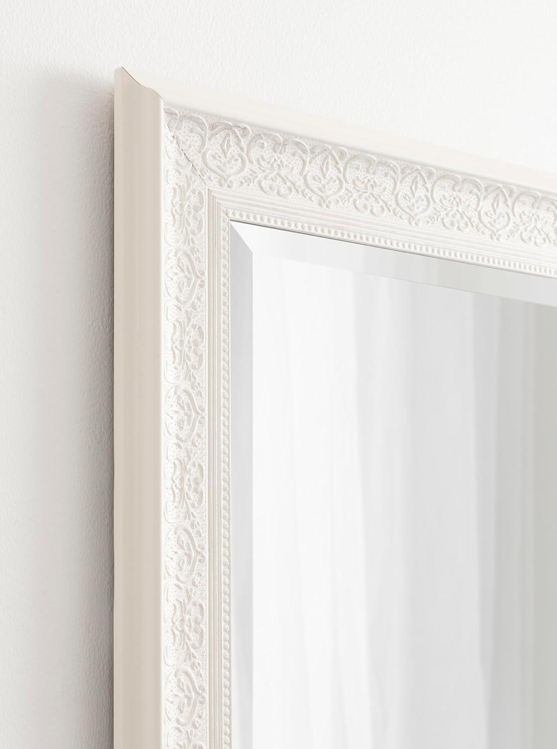 Kate and Laurel - Alysia Decorative Frame Rectangle Wall Mirror, 22.5 x 28.5 White