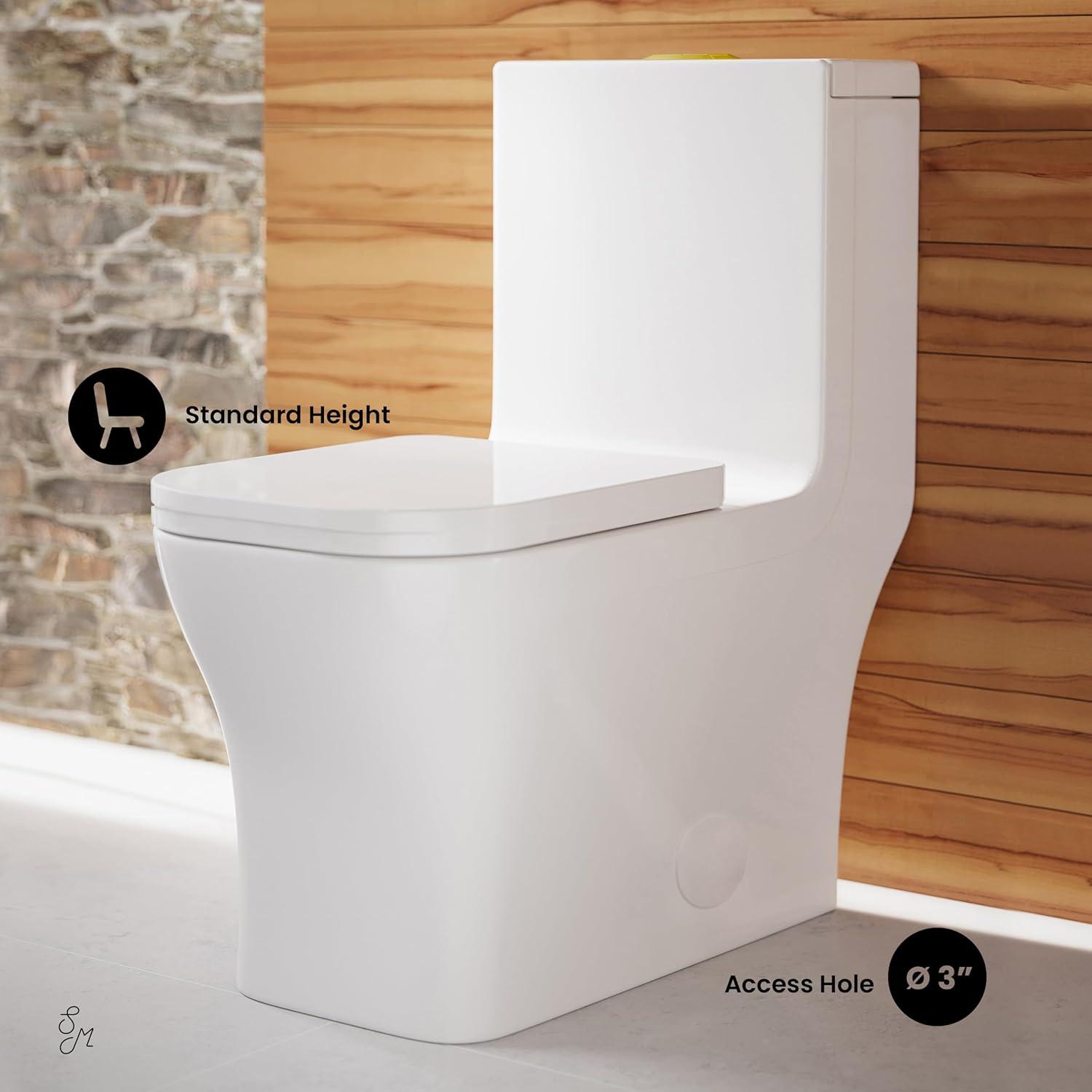 Concorde One Piece Square Toilet Dual Flush, Brushed Gold Hardware 1.1/1.6 gpf
