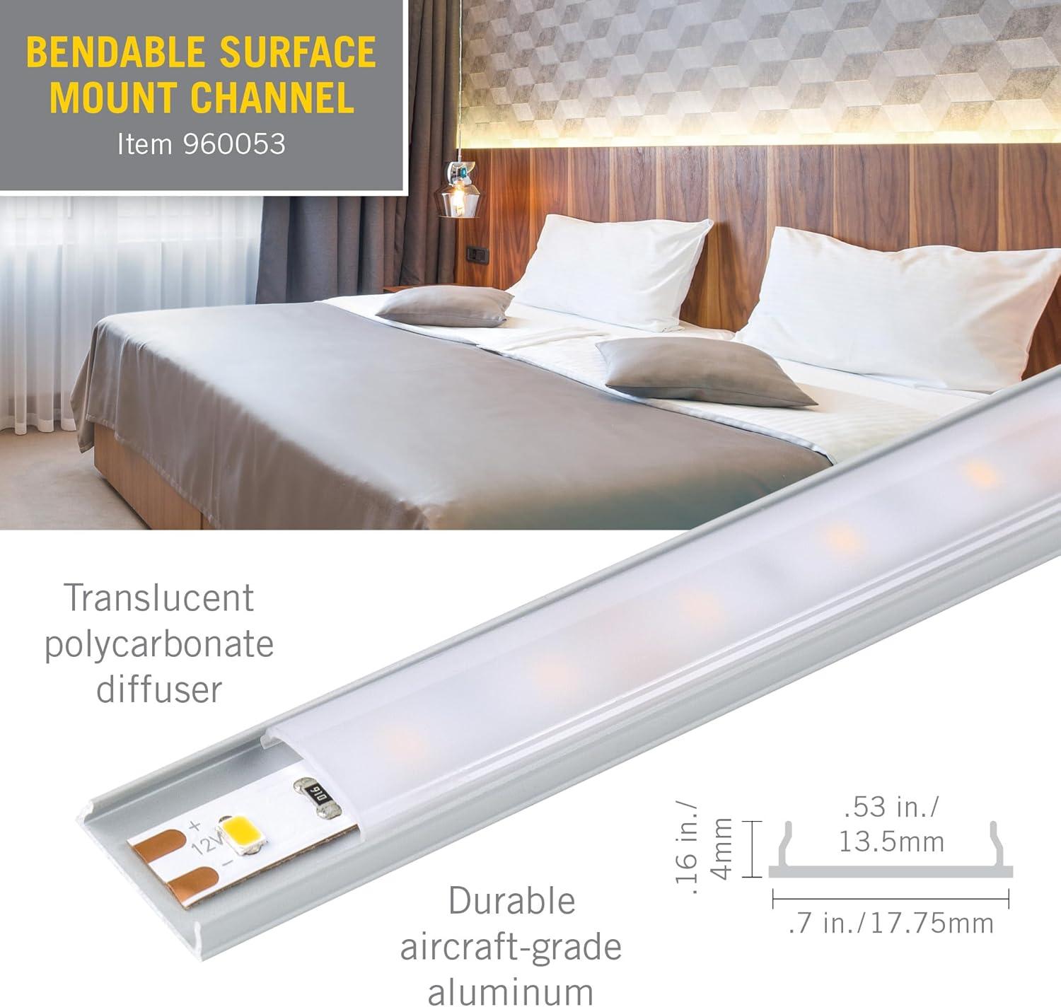 Silver Bendable Surface Mount LED Tape Light Channel 5-Pack