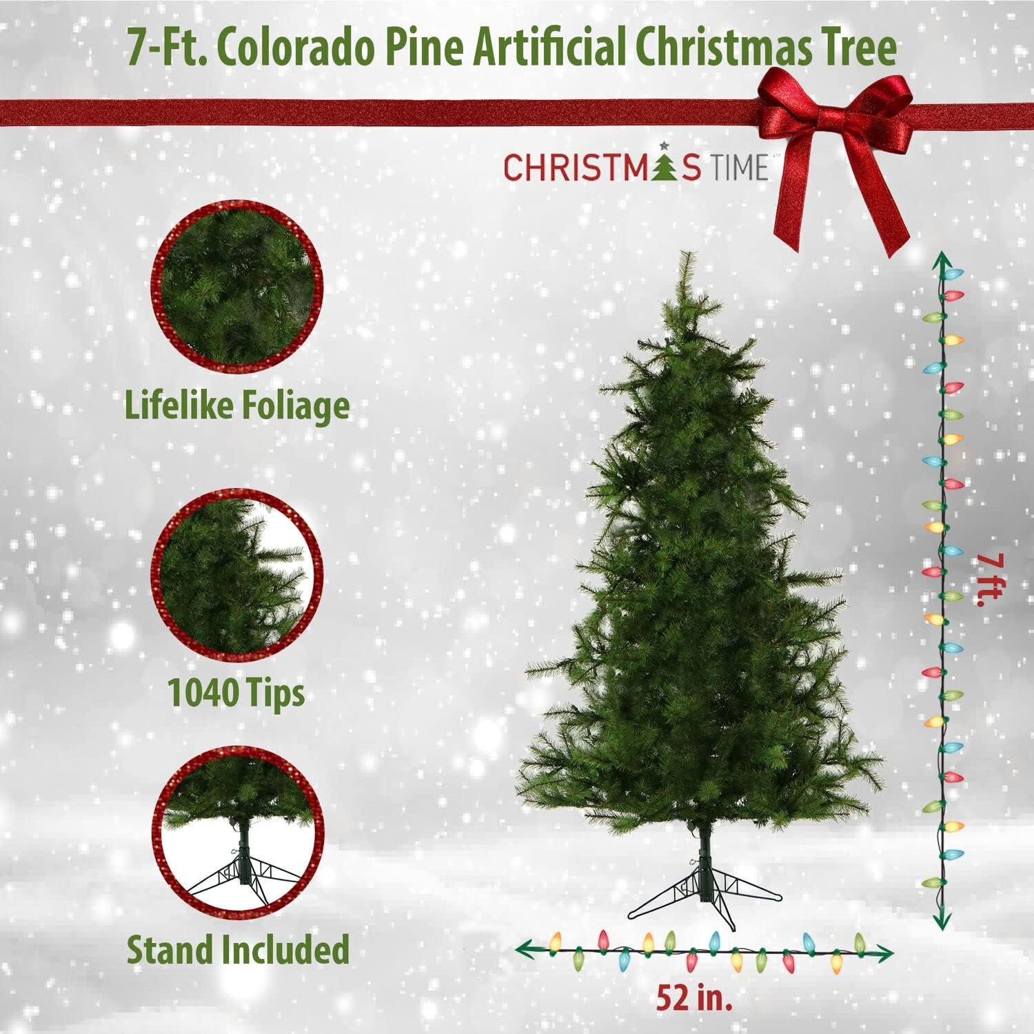 Christmas Time Christmas Time Greenland Pine Artificial Christmas Tree with Dual Multicolor & Warm White LED Lights