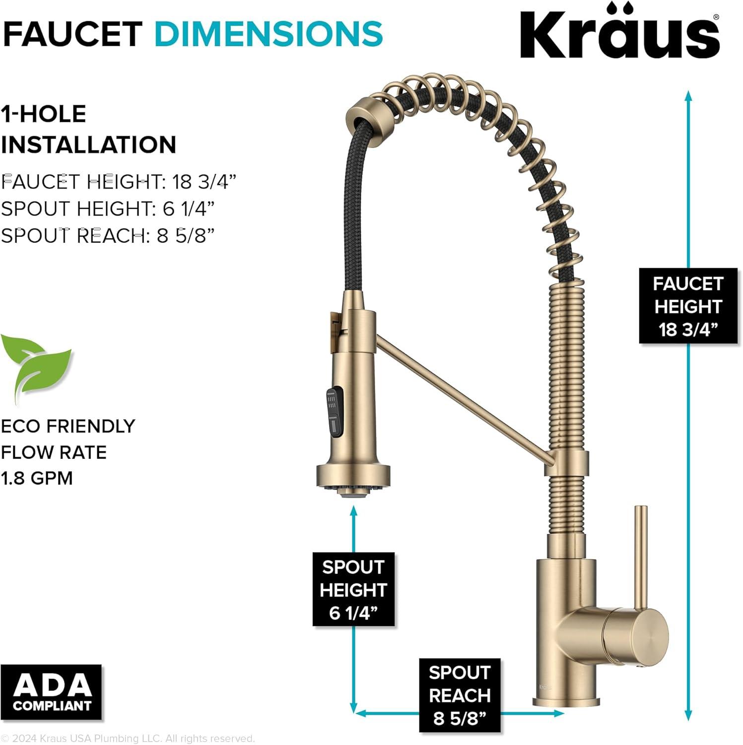 KRAUS Bolden Commercial Style 2-Function Single Handle Pull Down Kitchen Faucet