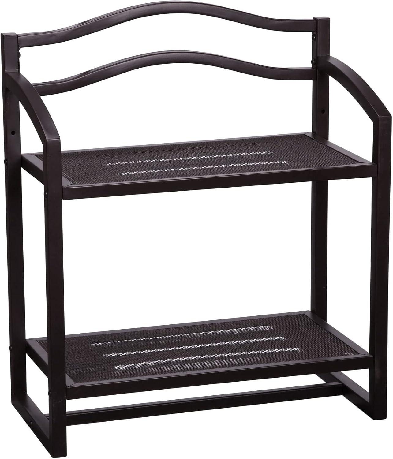 Household Essentials 2 Tier Metal Wall Mount Bathroom Storage Rack Espresso Brown: Over Toilet Shelves, Universal Storage