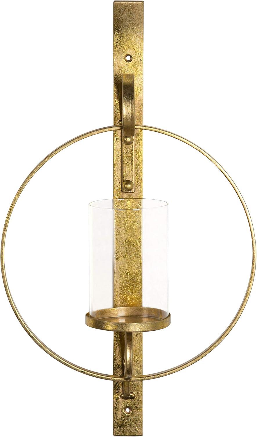 Kate and Laurel Doria Round Metal Wall Sconce, 12x22, Gold