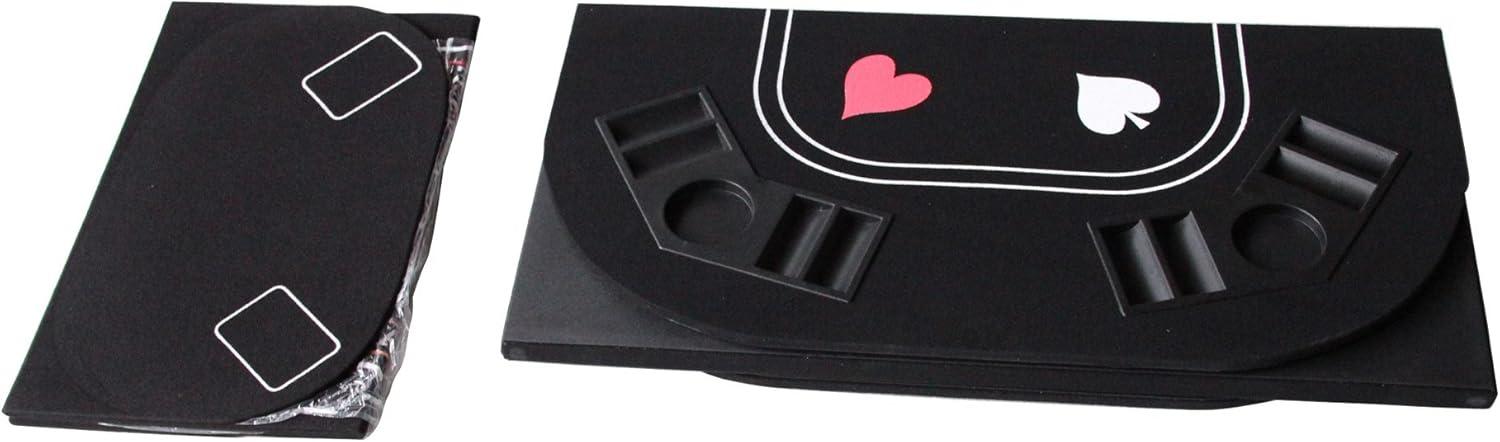 INO Design 63" Portable Texas Holdem Casino Game Mat 3 in 1 for Poker Blackjack Roulette Folding Poker Table Top Black