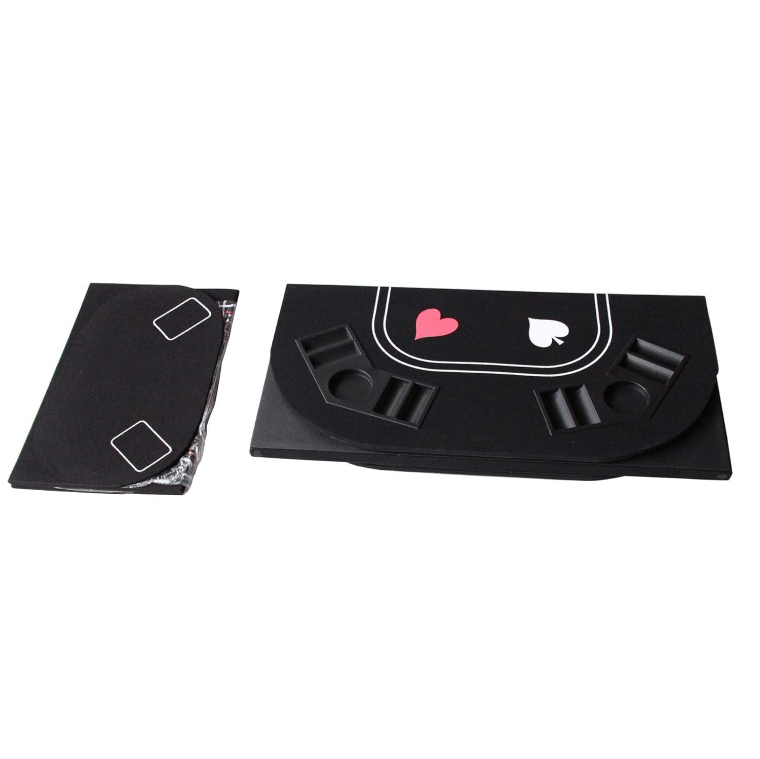 INO Design 63" Portable Texas Holdem Casino Game Mat 3 in 1 for Poker Blackjack Roulette Folding Poker Table Top Black