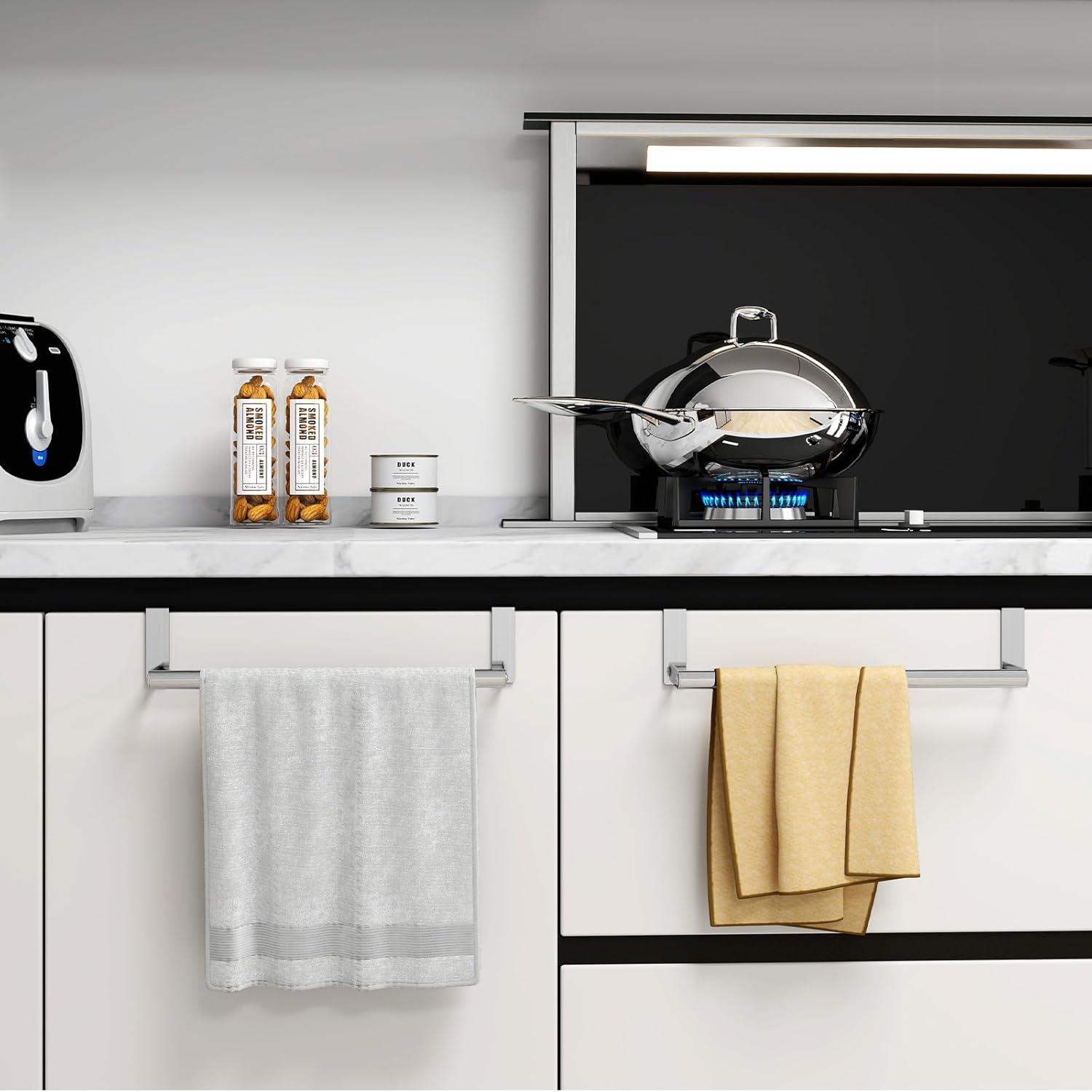 Suploo AUMJJE19 2 Pack Stainless Steel Over Door Towel Rack Bar Holders