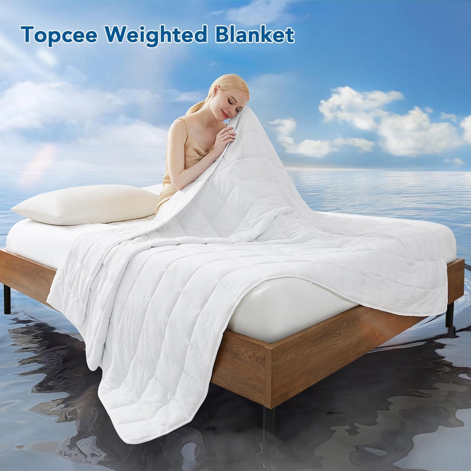 12 lb 48" x 72" Weighted Blanket Cotton White by Bare Home