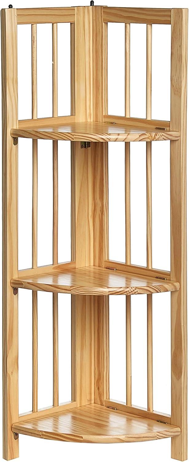 4-Shelf Corner Folding Bookcase - Natural