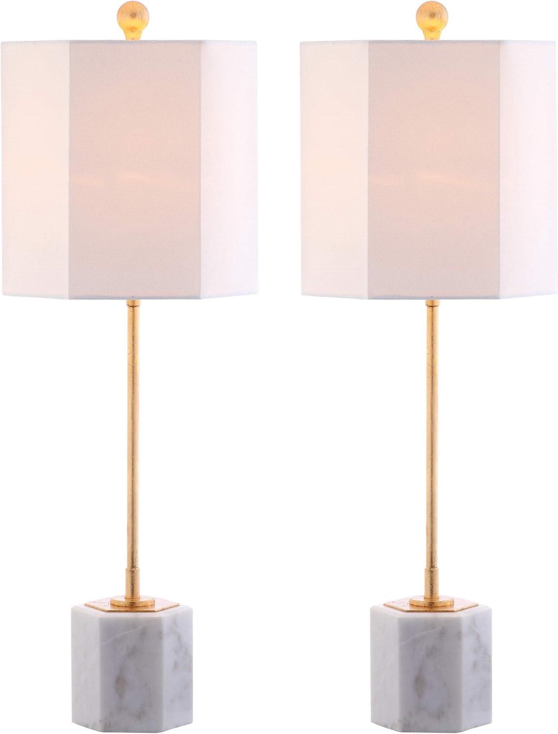 Magdalene Marble Table Lamp (Set of 2) - 29 Inch Height - TBL4069 - White Marble/Gold - Safavieh