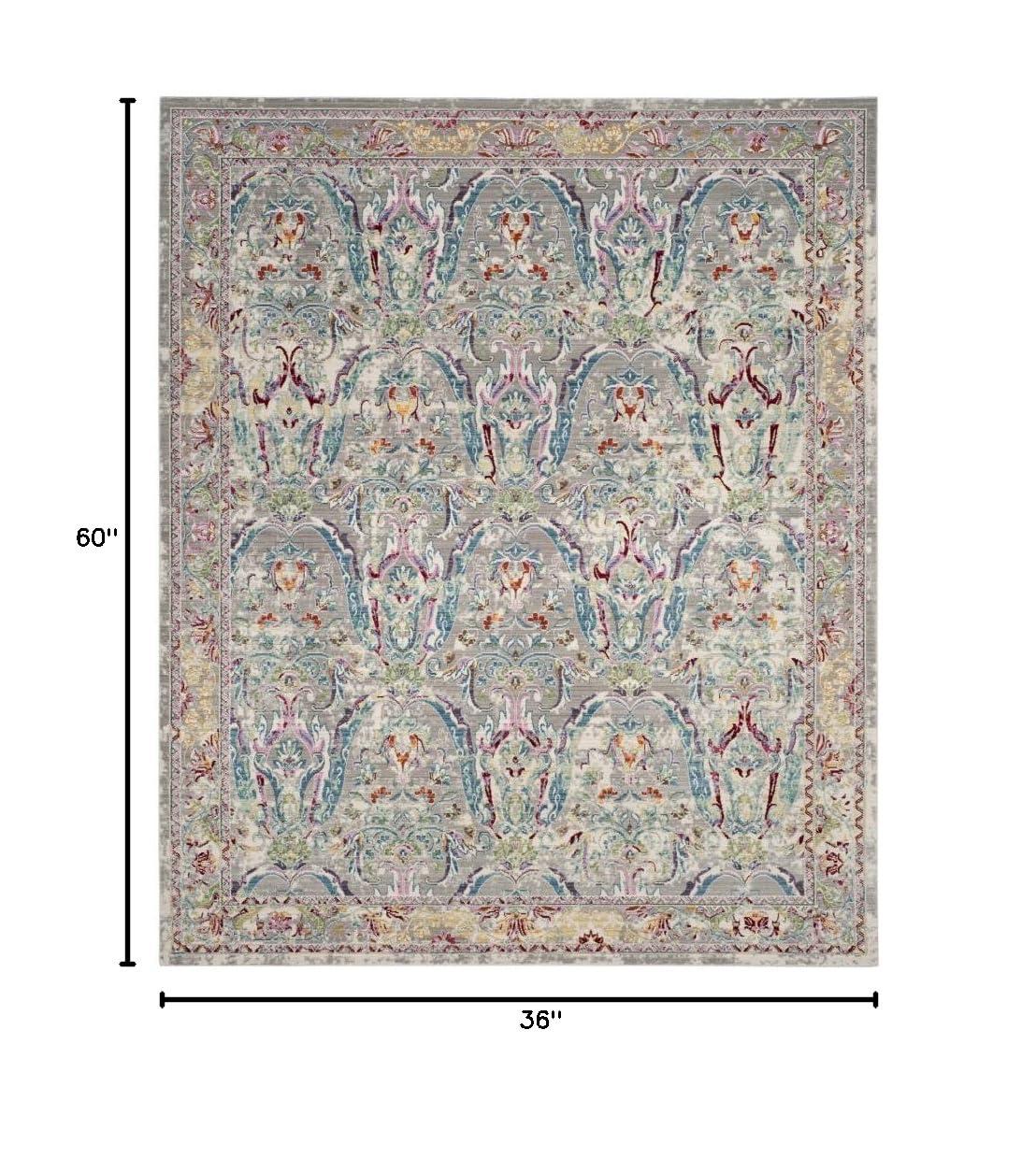 Mystique MYS925 Power Loomed Accent Rug Grey / Light Blue 3' X 5' - Safavieh.