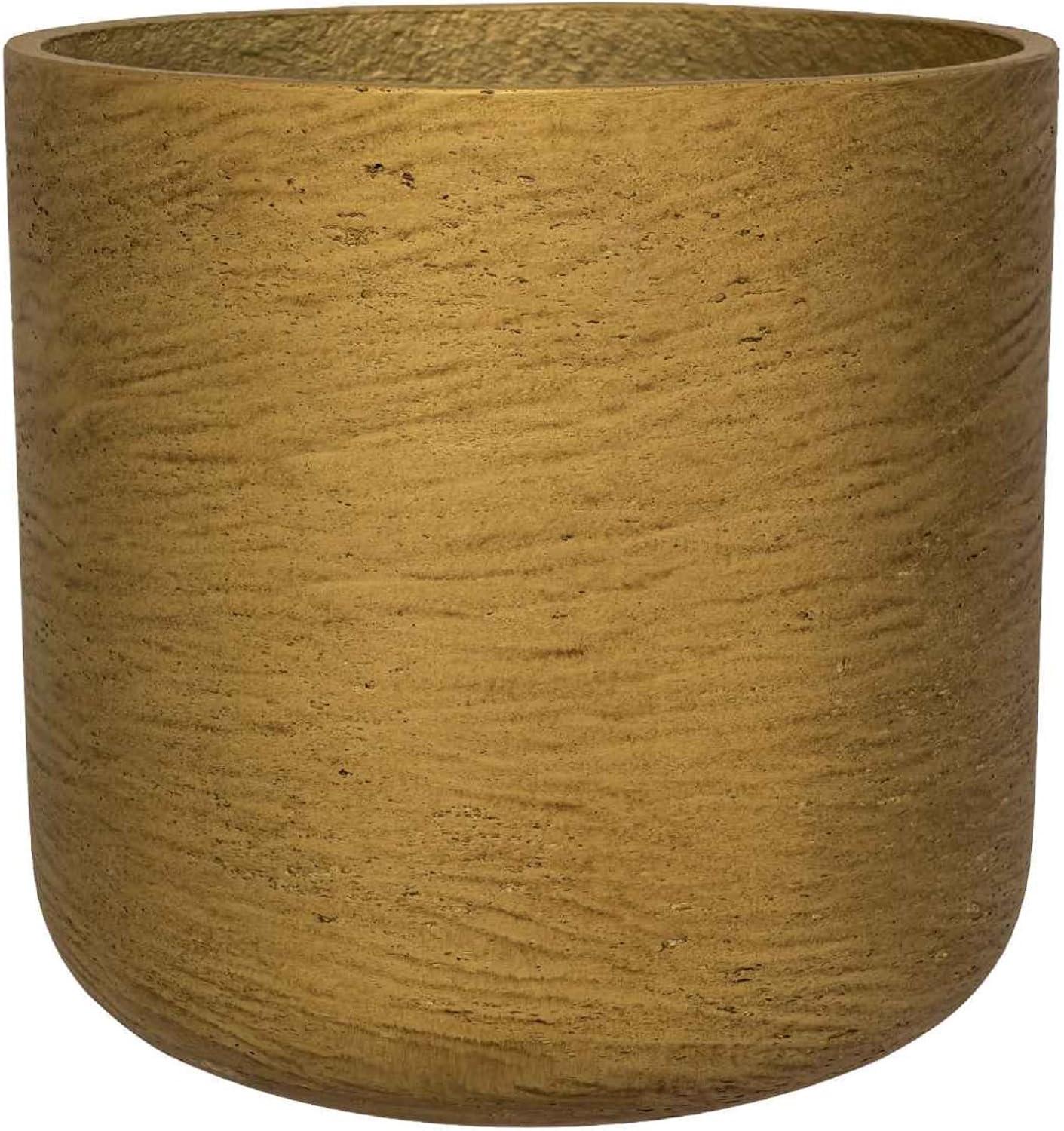 Charlie Metallic Gold Fiberclay Round Planter 17.32"