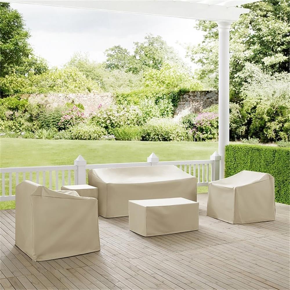 Crosley Furniture 5 Piece Outdoor Vinyl Sofa Cover Set in Tan