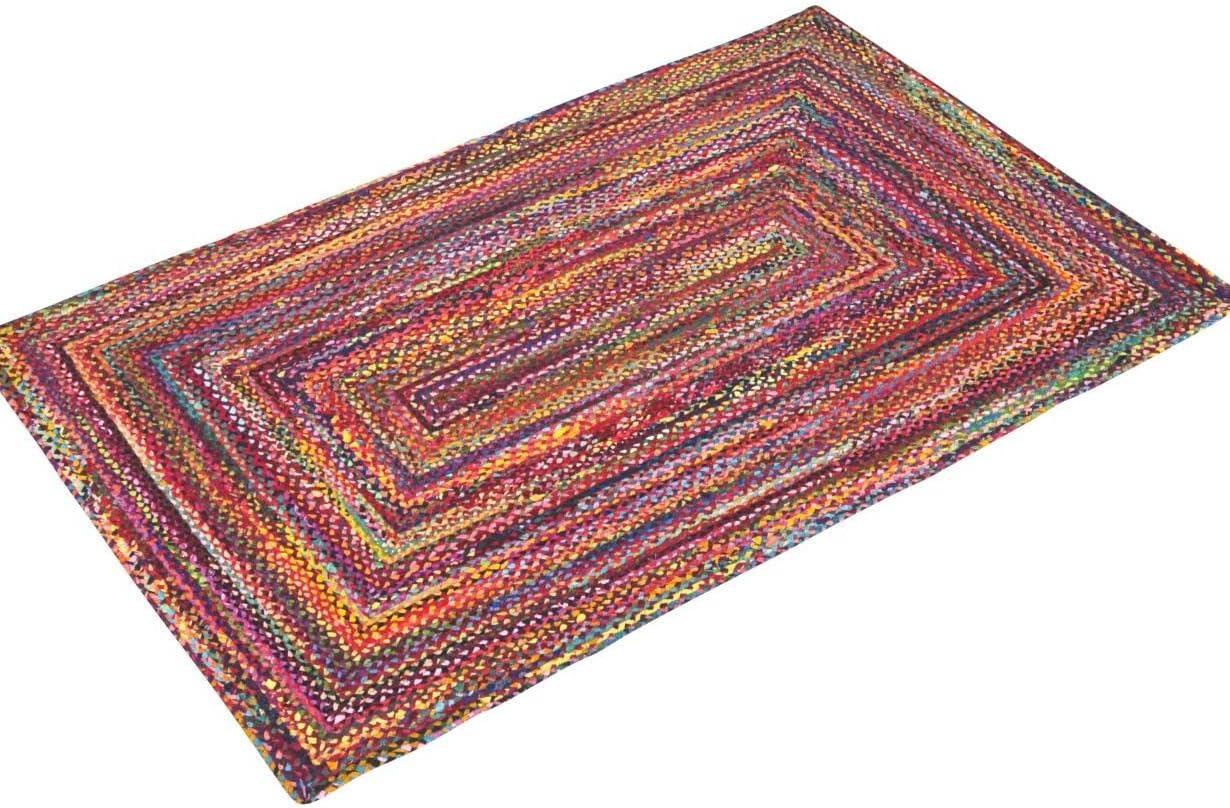 Braided BRD210 Hand Woven Area Rug - Red/Multi - 6'x9' - Safavieh.