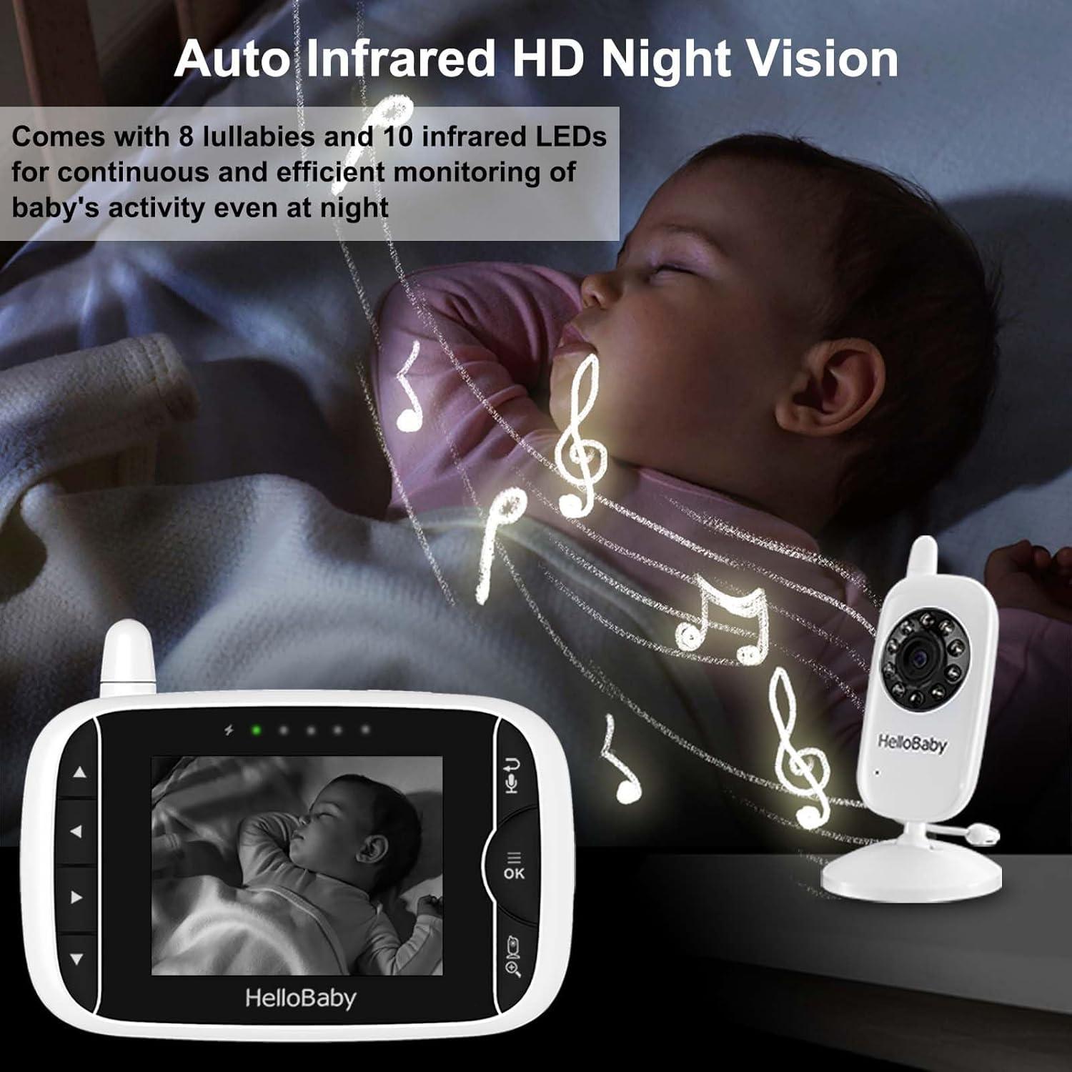 White Wireless Baby Monitor with Night Vision and Two-Way Audio